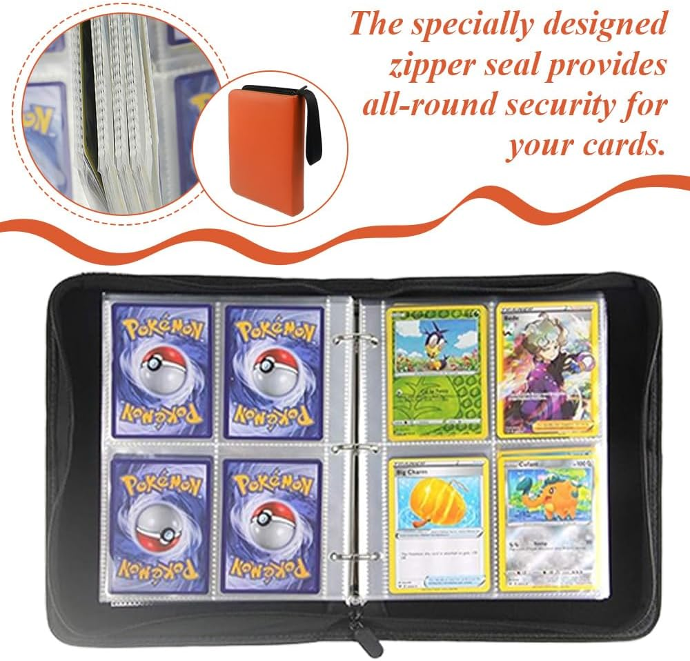 9 Pocket Card Binder, Premium Zip Trading Card Binder, Double Sided Pocket Collection Album, Cartoon Pu Game Collect Package,For Mtg, Tcg, Sports Cards