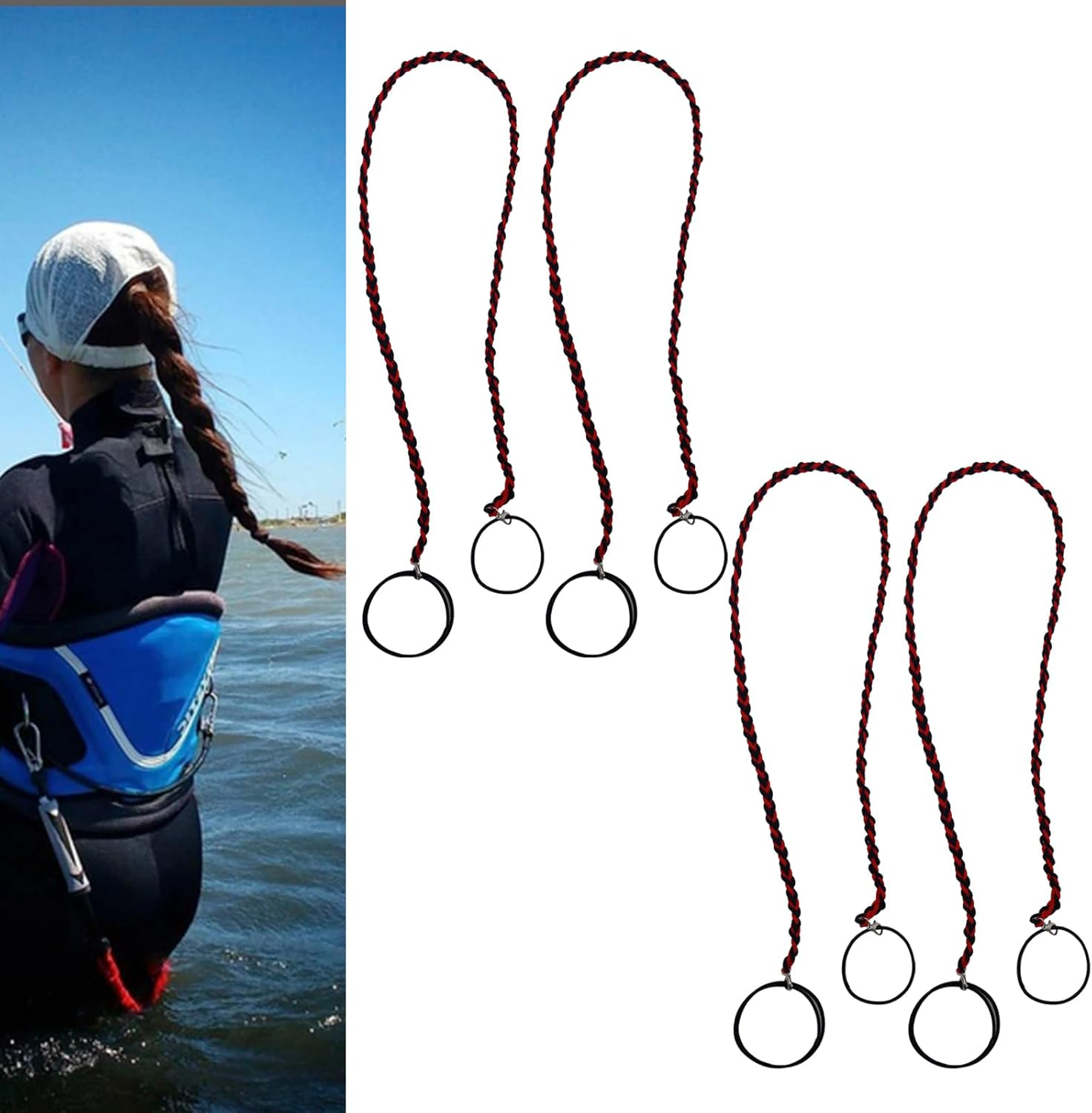 APCGSM 4PCS 25" Hair Ties for Women, Swimming Hair Ties Ponytail Holders Black Sport Elastic Hair Ties No Damage for Thick Hair Ponytail Wrap Hair Tie (4Pcs Black-25")