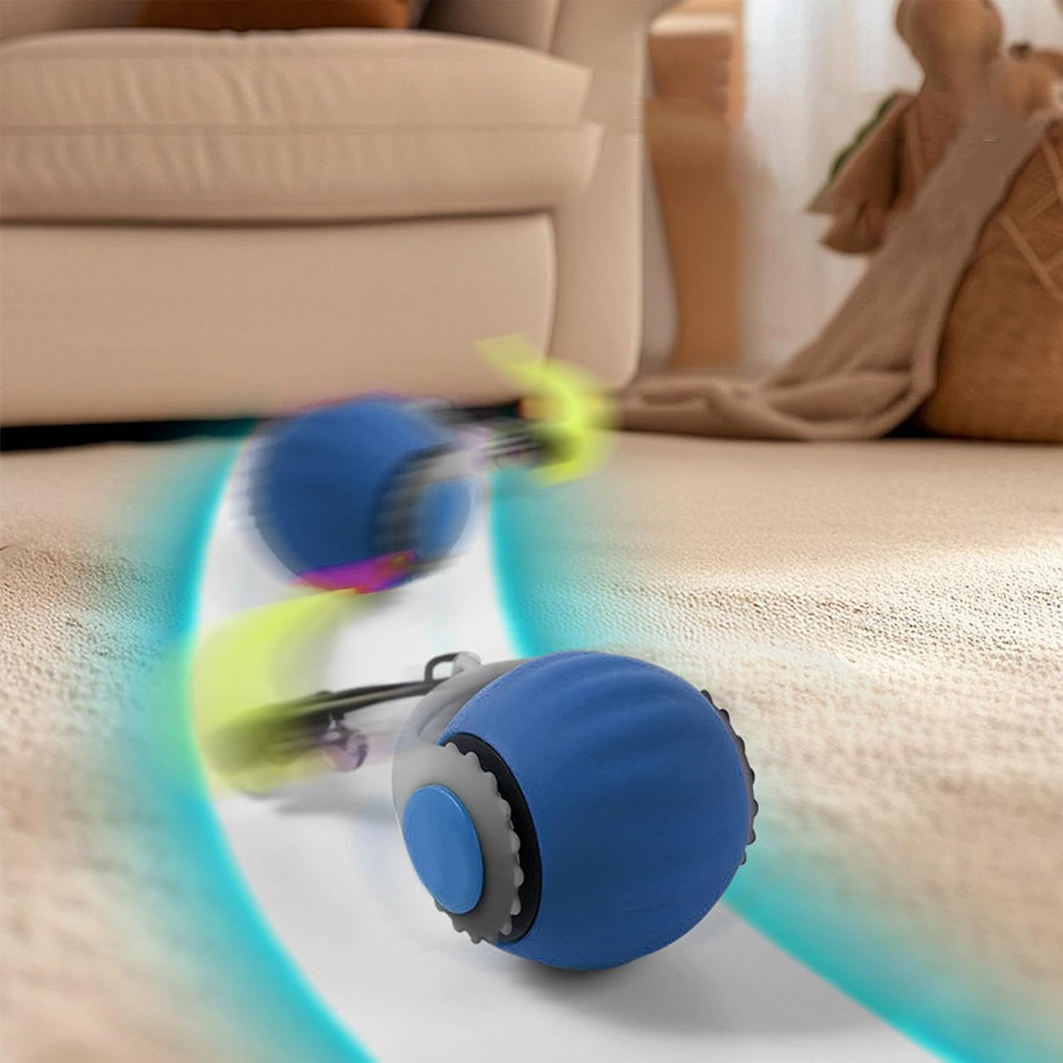 Xinyee Interactive Cat Ball Toy, Automatic Rolling for Indoor Pet Cat Ball Quiet Pet Toy Ball Automatic Moving Bouncing Ball Kitten Toy Rechargeable Silicone Premium Self Rotating Ball (Blue) image number 6