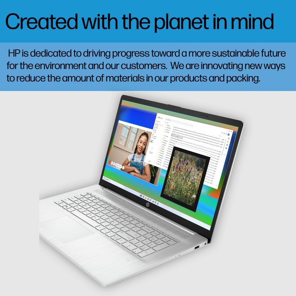 HP 17.3&Prime; Laptop, FHD Display, Intel Core I5 1355U Processor, 16 GB RAM, 512 GB SSD, Windows 11 Home, Natural Silver, 9T0L1PA image number 1