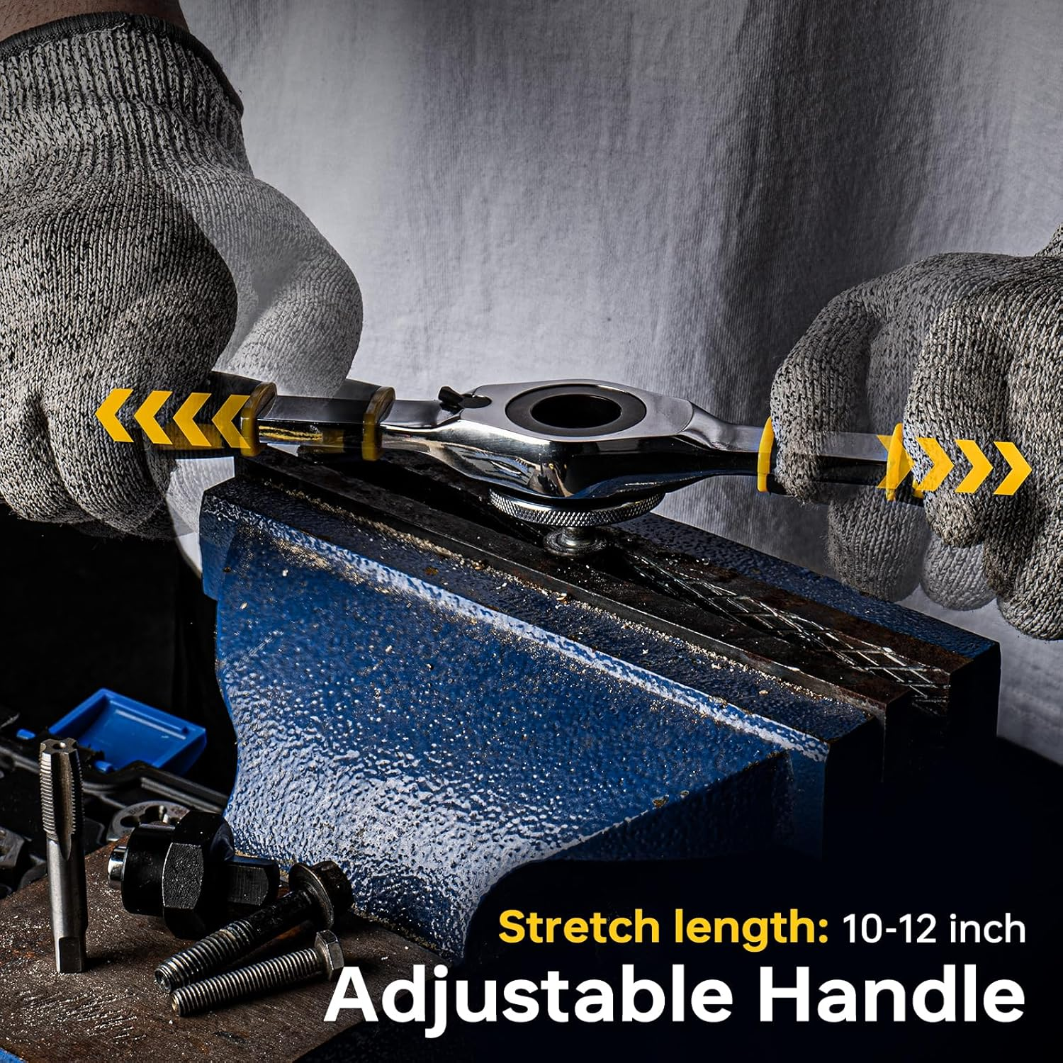 YIYEIE Ratcheting Tap and Die Handle, 5PC Tap Handle Tool with Ratchet Tap Socket, Extendable T-Handle Tap Wrenches Set image number 5