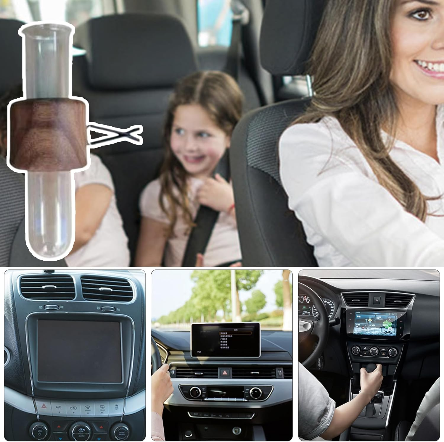 Car Flower Vase,Automotive Flower Vase Holder Car Vent Decoration - Adjustable Holder Long-Lasting Wood Freshener Plant Decor for Interior Family Friends image number 3