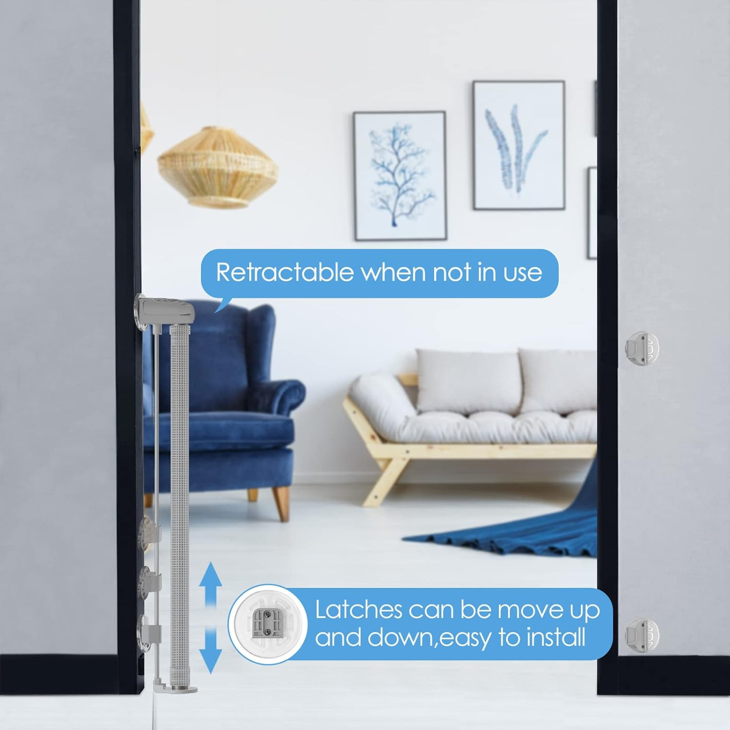 Stair Guardrails, Child Safety Gates, Fences, Baby Stair Guardrails, Pet Fences (Gray Punched Model, 1.8 Meters)
