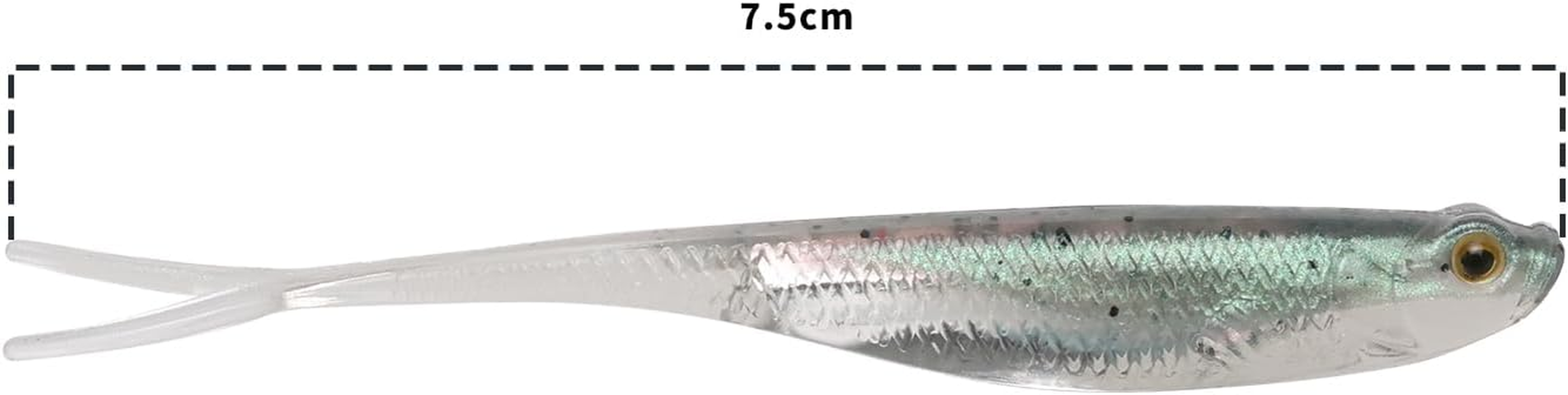 6Pcs 7.5Cm Shadow Silicone Soft Fishing Bait Fork Tail Reflective Fishing Bait for Saltwater and Freshwater Sea Bass and Mandarin Fish Green Silver