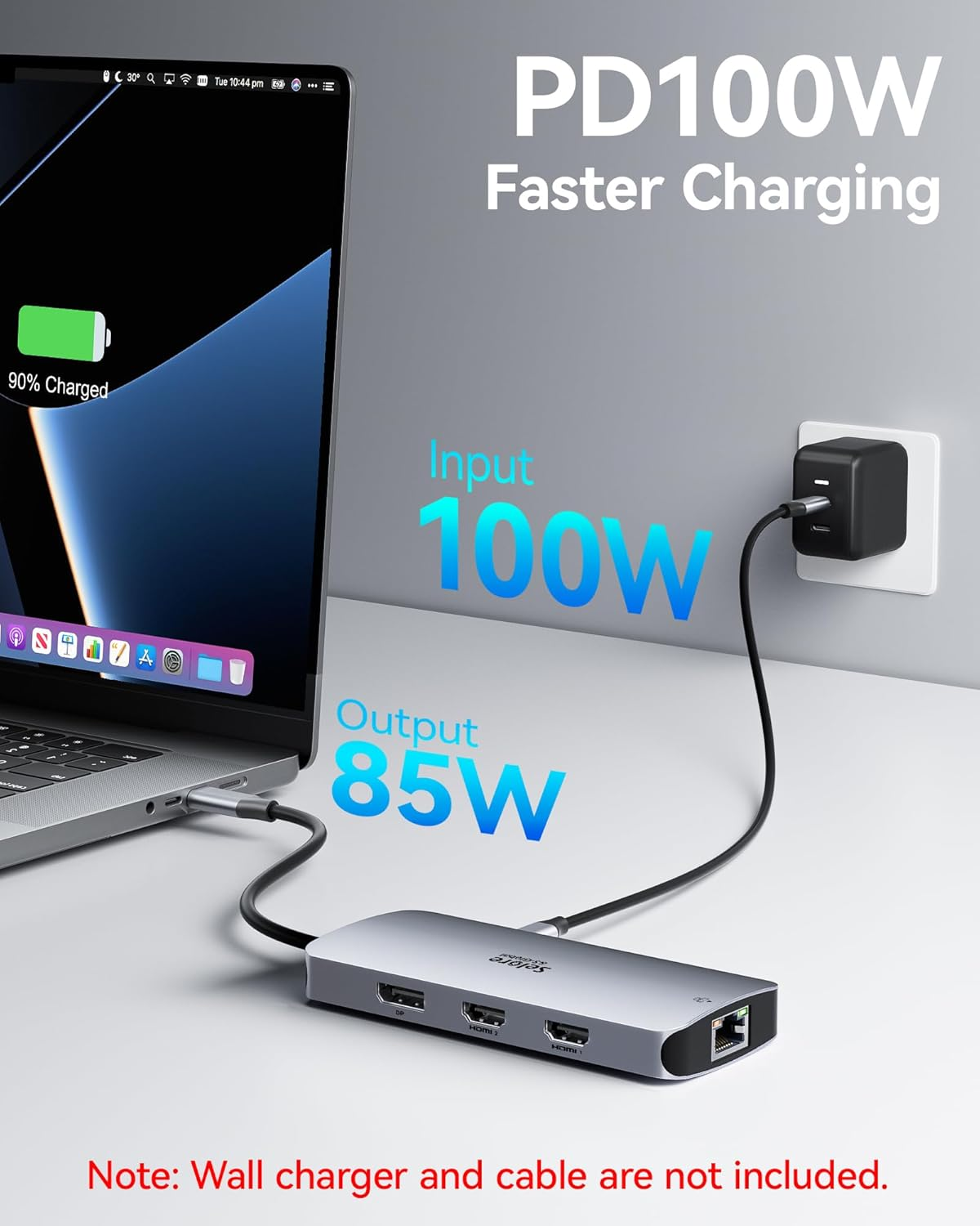 Selore USB C Triple Monitor Docking Station with LAN Port，100W Charging,Docking Station Dual Monitor with 2 HDMI, Displayport, 1 Gbps Ethernet,3X USB 3.0 Ports Adapter for Dell, HP, Lenovo,Etc - 6 In 2 image number 4