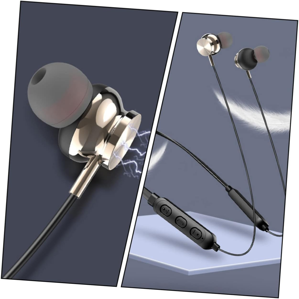 BELLIFFY Wireless 5.0 Neck Hanging Earbuds Stereo Headphones Sweat-Resistant Sports Headset Compact In-Ear Earphones for Active Use Black image number 1