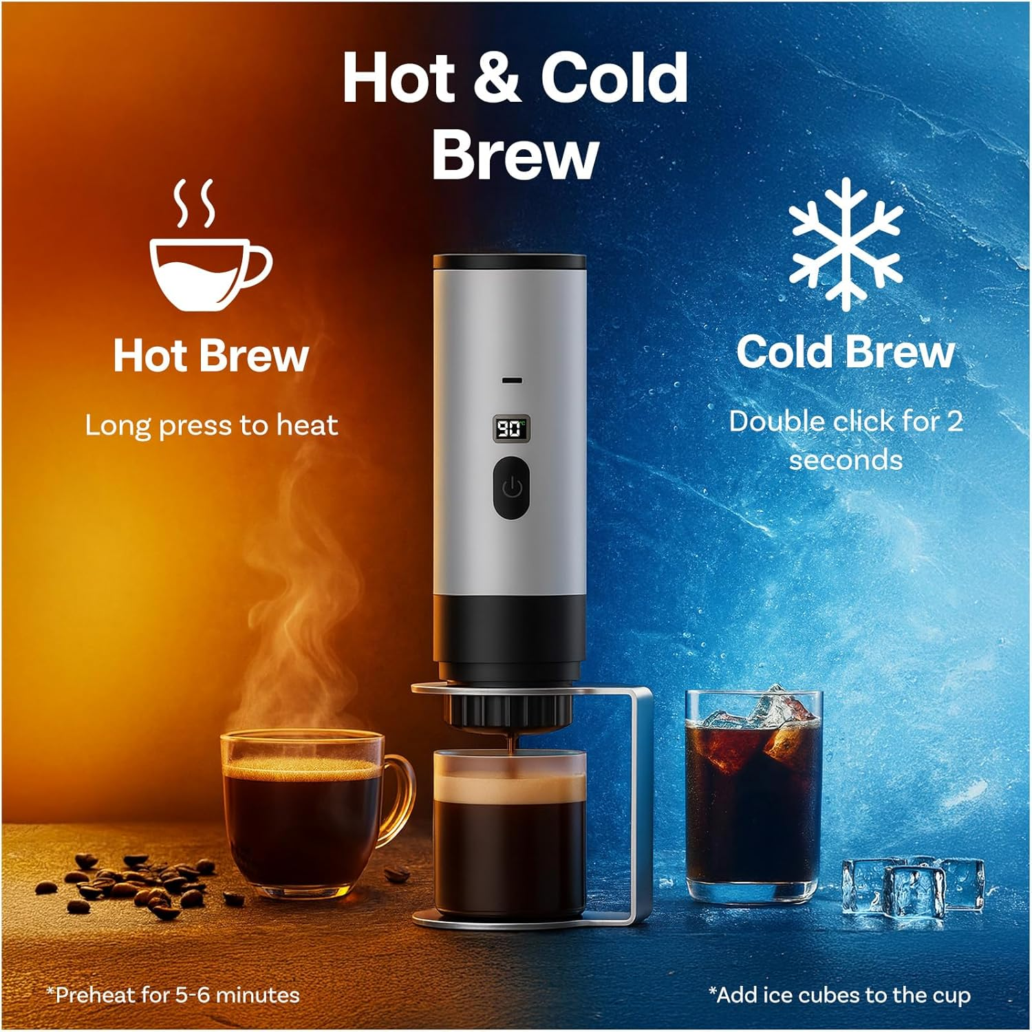 MMOBIEL Portable Coffee Machine, Electric Travel Espresso Machine with Stand, Self-Heating & USB-C - Compatible with Ground Coffee & Capsules for Travel, Camping, Home, Car, Office image number 3