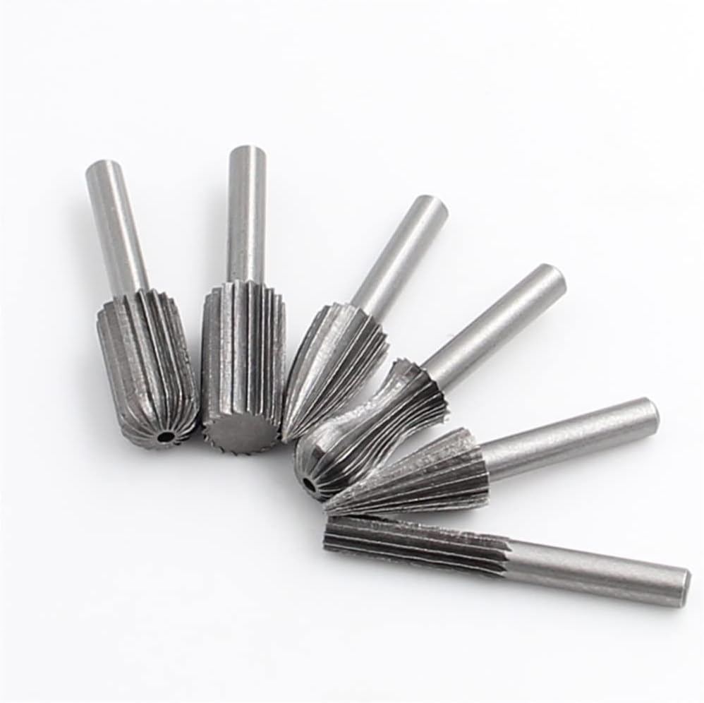 ZONADA 6Pcs in Set Rotary Cutting Burr Set Grinder Bit 6Mm round Carton Steel Shank Woodworking PVC Carving Tools image number 5
