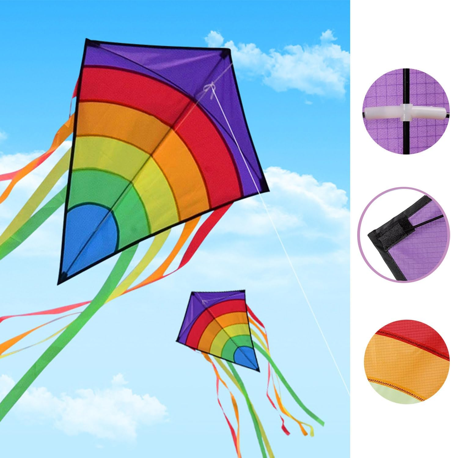 Voarge Dragon Adult Rainbow Eddy Diamond Dragon Flight Kite Outdoor Toy with 80 M Kite String for Games and Outdoor Activities