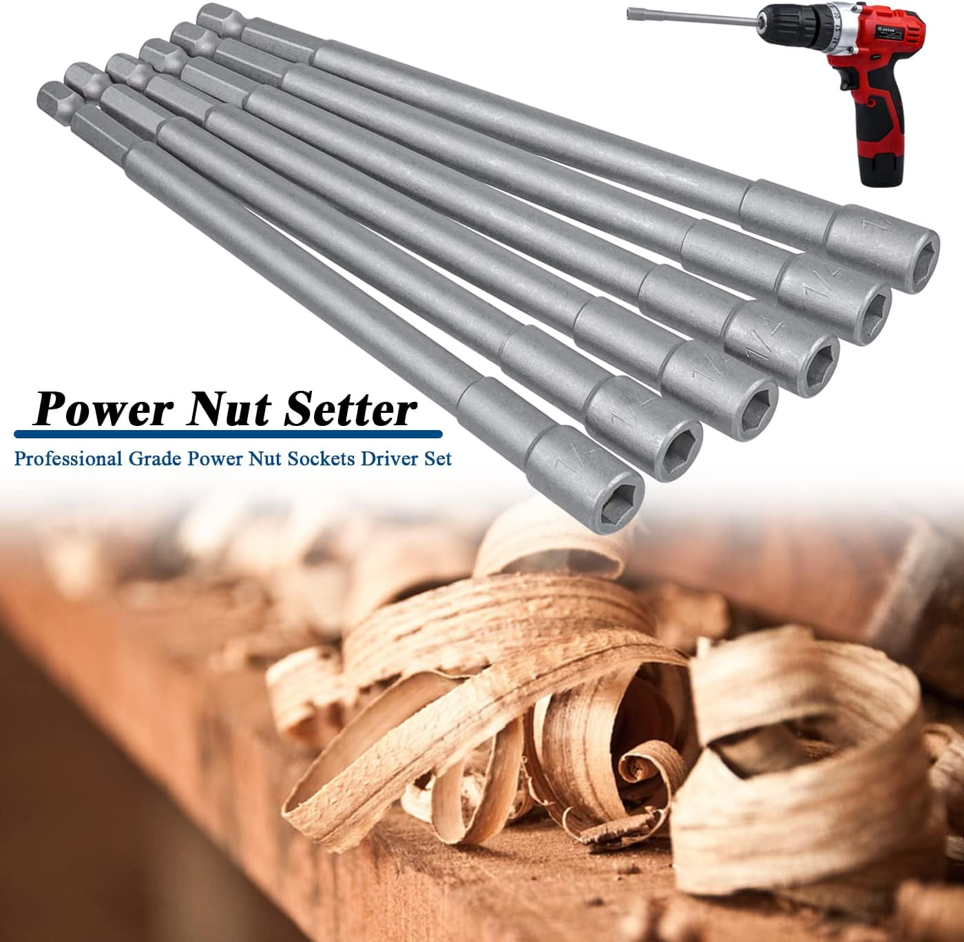 Bestgle 6 Pcs Magnetic Power Impact Nut Driver Set 1/4 Inch Hex Shank Professional Grade Socket Nut Setters for Electric Hand Drill/Lithium Drill/Pneumatic Screwdriver/Impact Driver, 150Mm Length image number 6