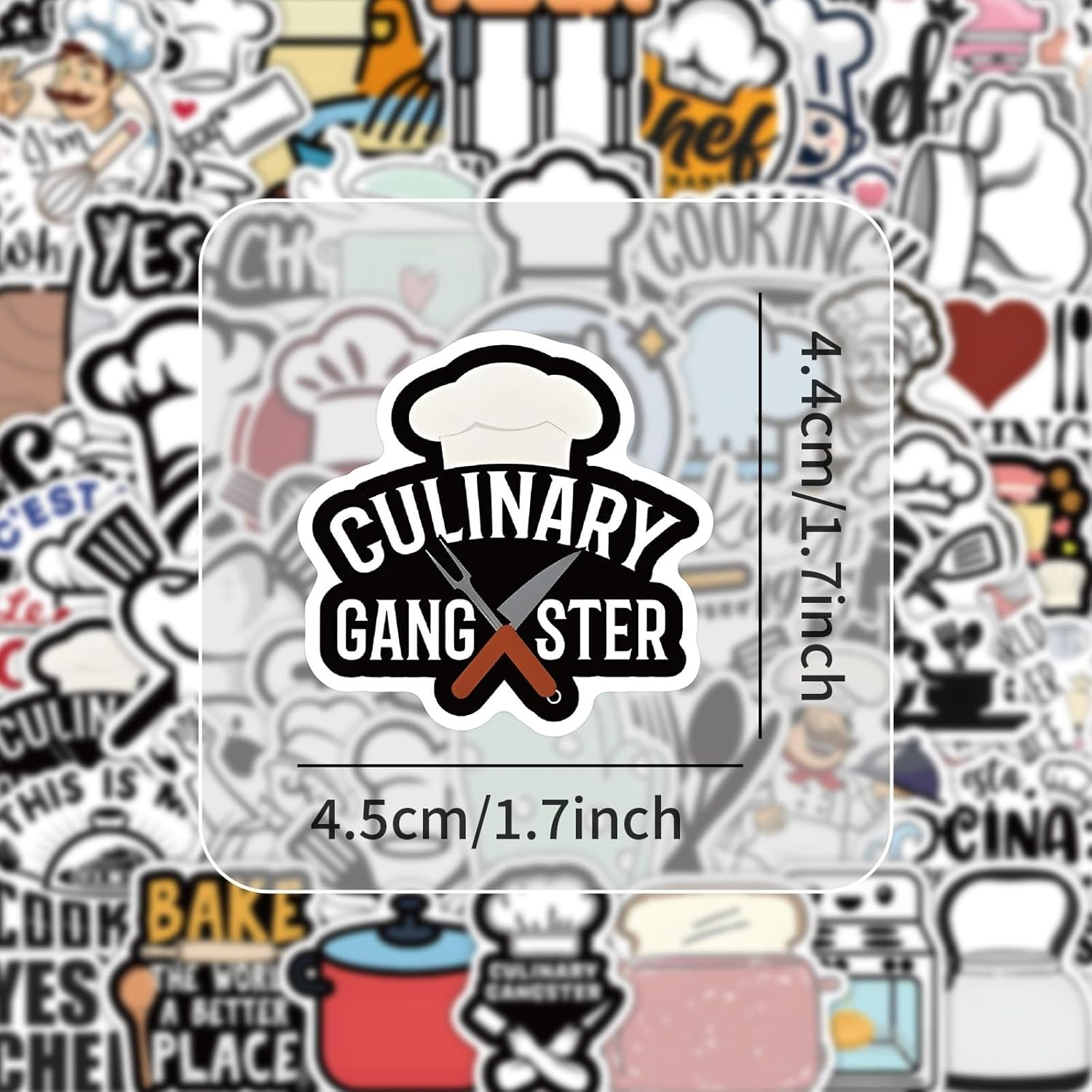 54PCS Funny Baking Stickers - Cute Chef Kitchen Stickers for Kitchenware, Water Bottles & Lunchboxes, Creative Decals for Home Cooks, Students, Baking image number 4