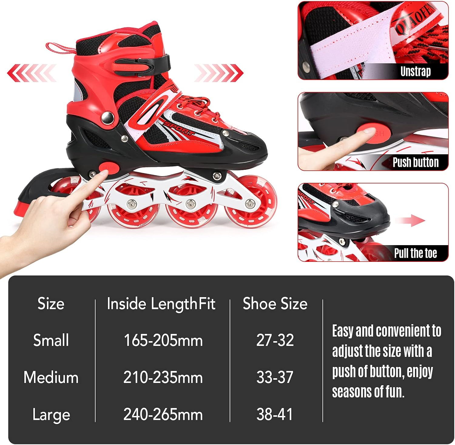 LAPOOH Adjustable Illuminating Inline Skates with Light up Wheels for Kids and Adults for Girls and Boys Men and Women image number 2