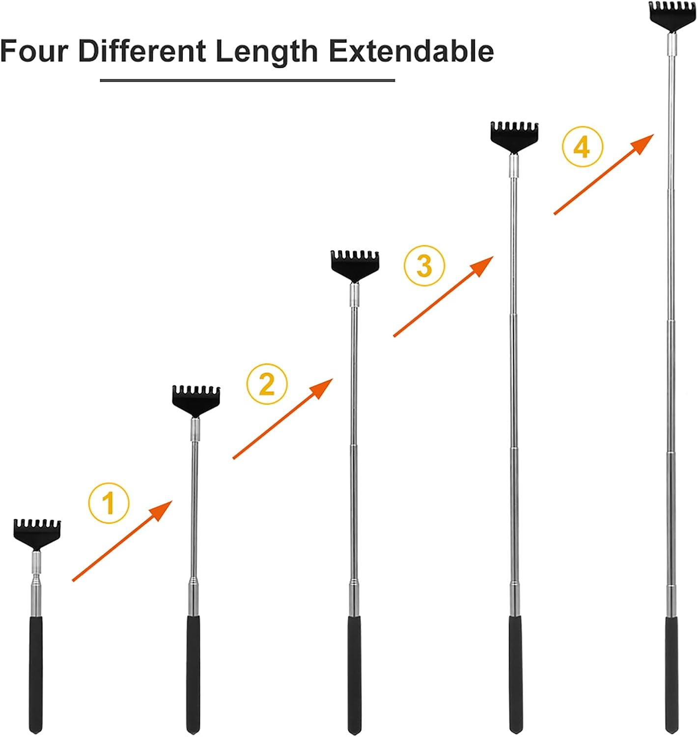 LAPOOH Telescopic Back Scratcher Massager Metal Compact Extendable 5 Section 20-68Cm Blue