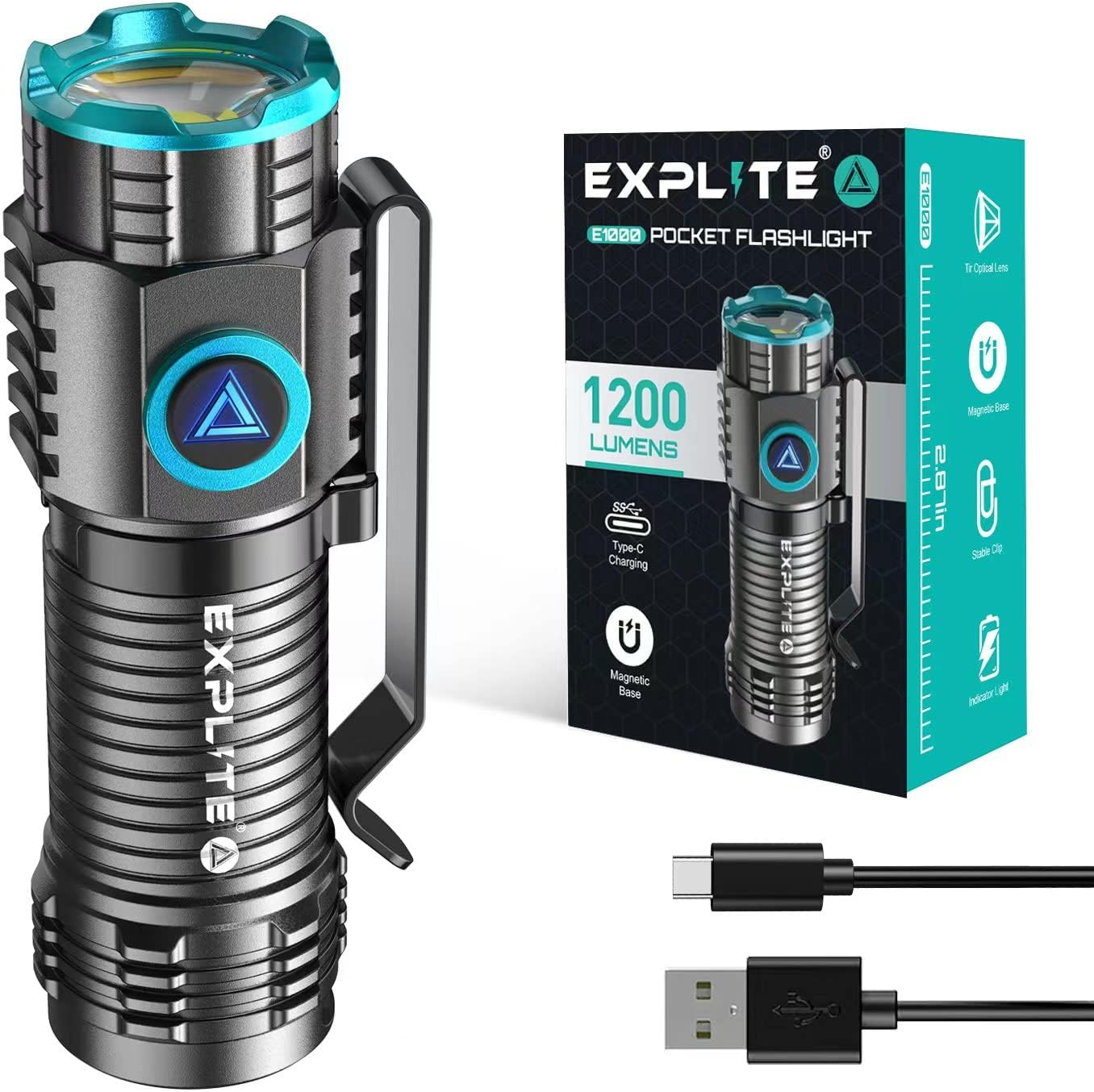 Small Torch Keyring Clip on Magnetic Memory Modes Lanyard USB-C Rechargeable Mini Torches, Pocket Torch Super Bright Led Hand Flash Light, Powerful EDC Flashlight High Lumens for Camp image number 5