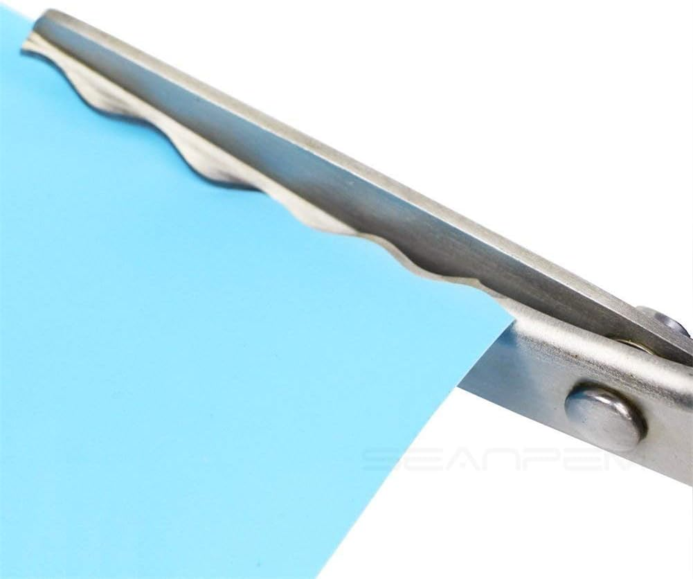 Fabric Pinking Shears Craft Scissors，Serrated Scalloped Stainless Steel Handled Professional Sewing Black Scissors, Scissors for Leather, Tailoring, Paper Crafts Hand Shears Etc. (Scalloped18Mm) image number 2