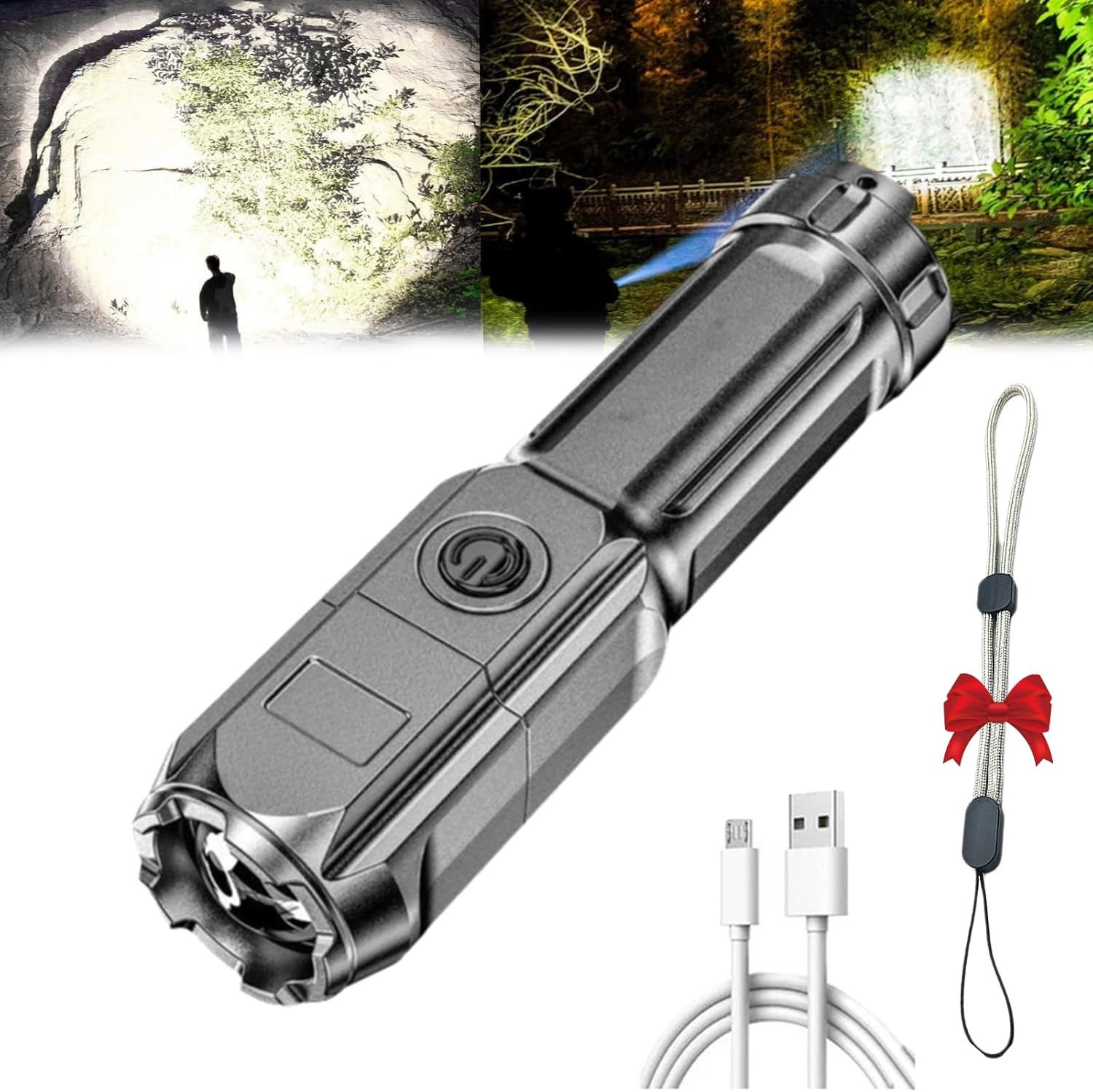 Peachloft Flashlight, Peachloft Powerful LED Flashlight, Adjustable Zoom Mini Flash Light, Rechargeable LED Flashlights 900000 High Lumens Super Bright Tactical, Ipx4 Waterproof /710