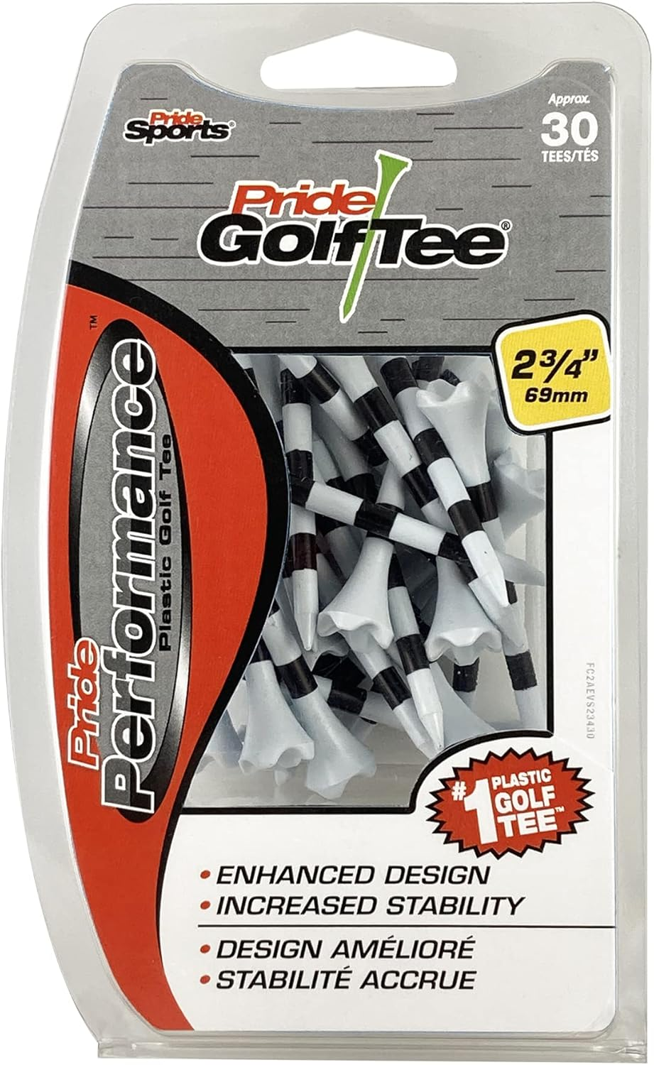 Pride Performance Striped Golf Tees (Pack of 30), 2-3/4",