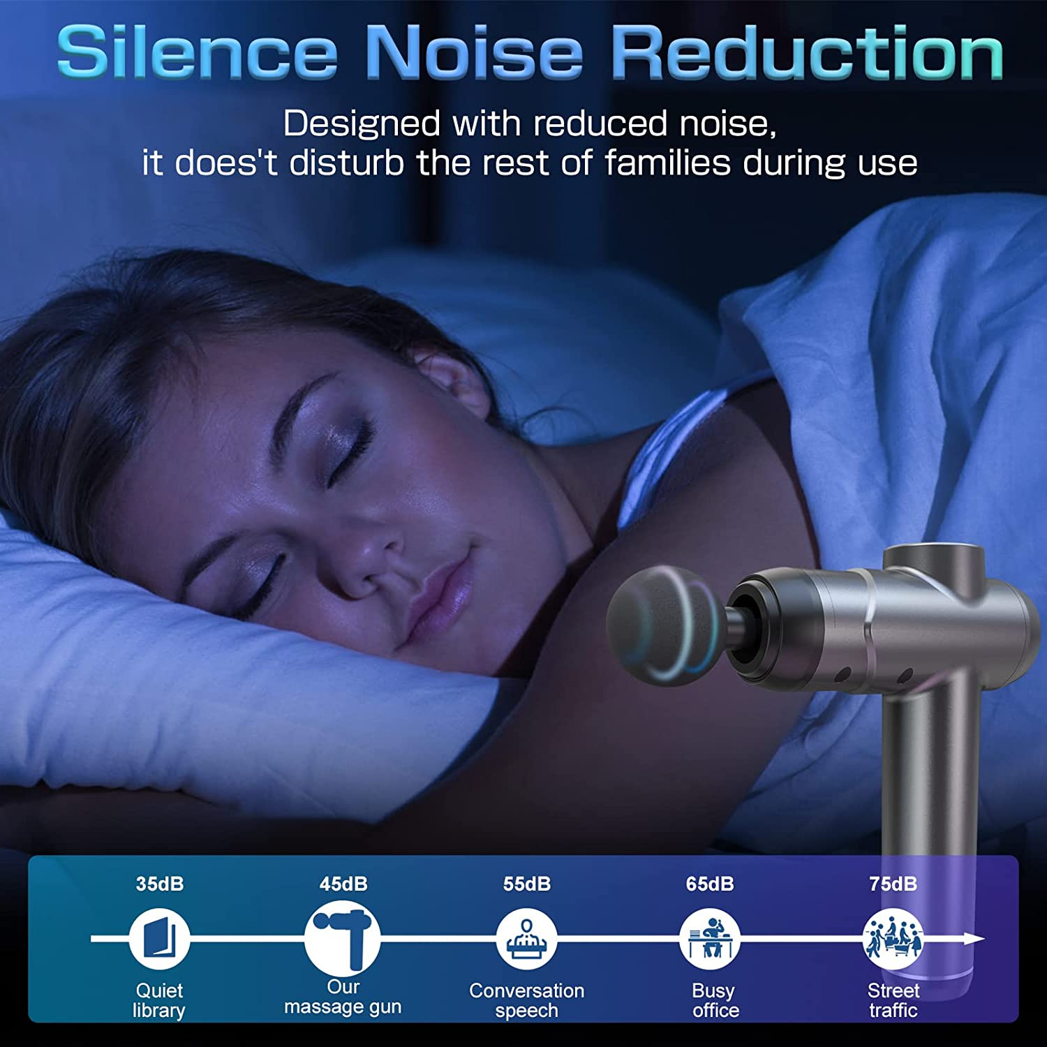 Massage Gun, Deep Tissue Massager Electric Handheld Massagers with 6 Heads 99 Adjustable Speeds Hand Massager with LCD Display Screen Rechargeable for Muscle Pain Relief Recovery image number 2