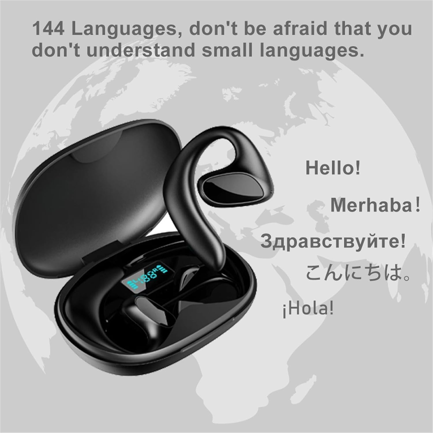 Ailymur V2 Translator Earbuds, Translation Headphones Real Time, 144 Languages & Accents Two-Way Translator Pods Real Time, for Travel Business Learning (Black)