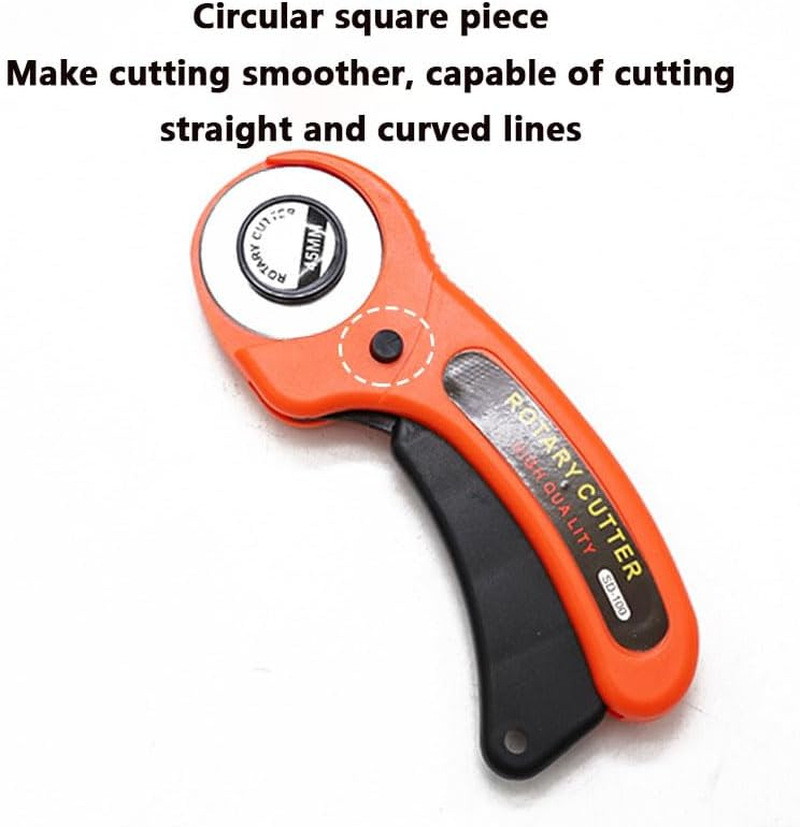 SOVYOULIVE 45Mm Ergonomic Rotary Cutter with 5 Extra Blades, Safety Lock Rolling Cutter for Fabric, Leather, Sewing, Quilting & Crafting, Fabriccutter Wheel for Left and Right-Handed Use image number 5