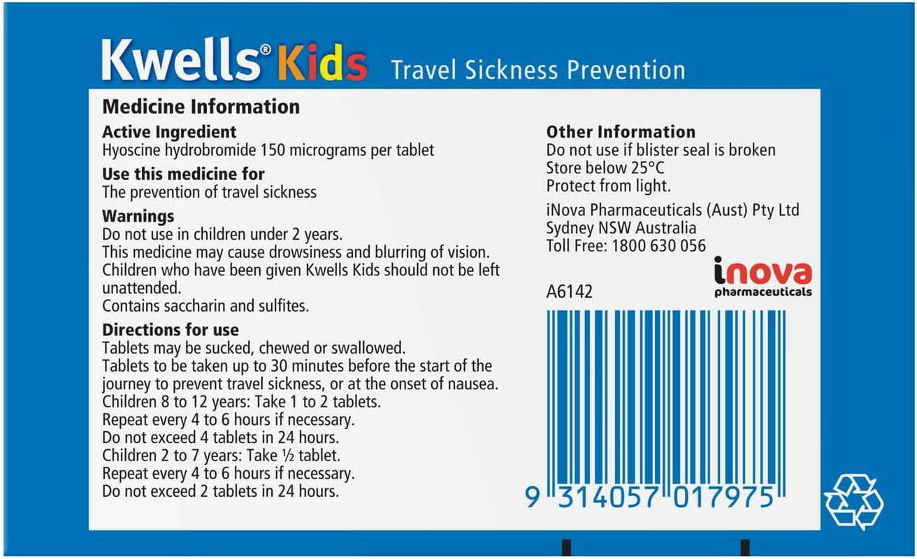 Kwells Kids Travel Sickness Chewable Tablets 12 Pack image number 3