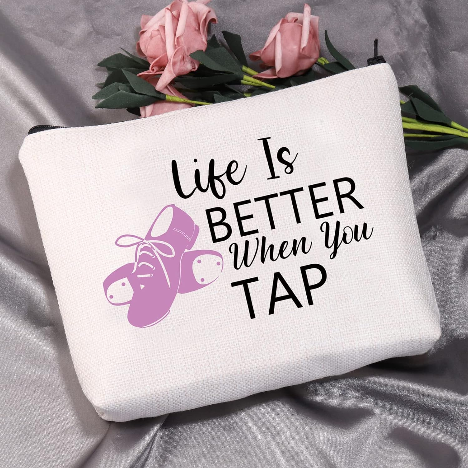 MEIKIUP Tap Dance Gift Tap Dance Makeup Bag for Dancer Tap Dance Teacher Gift Life Is Better When You Can Tap Dancing Dancer Cosmetic Bag, When You Tap Bag, Unisex-Adult