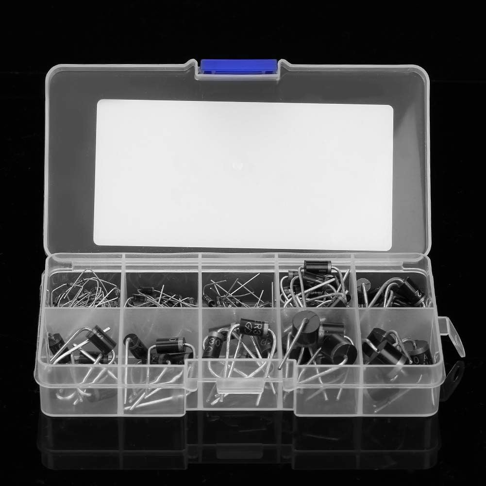 10 Values Rectifier Diode Assortment，90Pcs Electronic Diodes Rectifying Diodes，1N4148-10A10 Rectifier Diode Assortment Electronic Kit