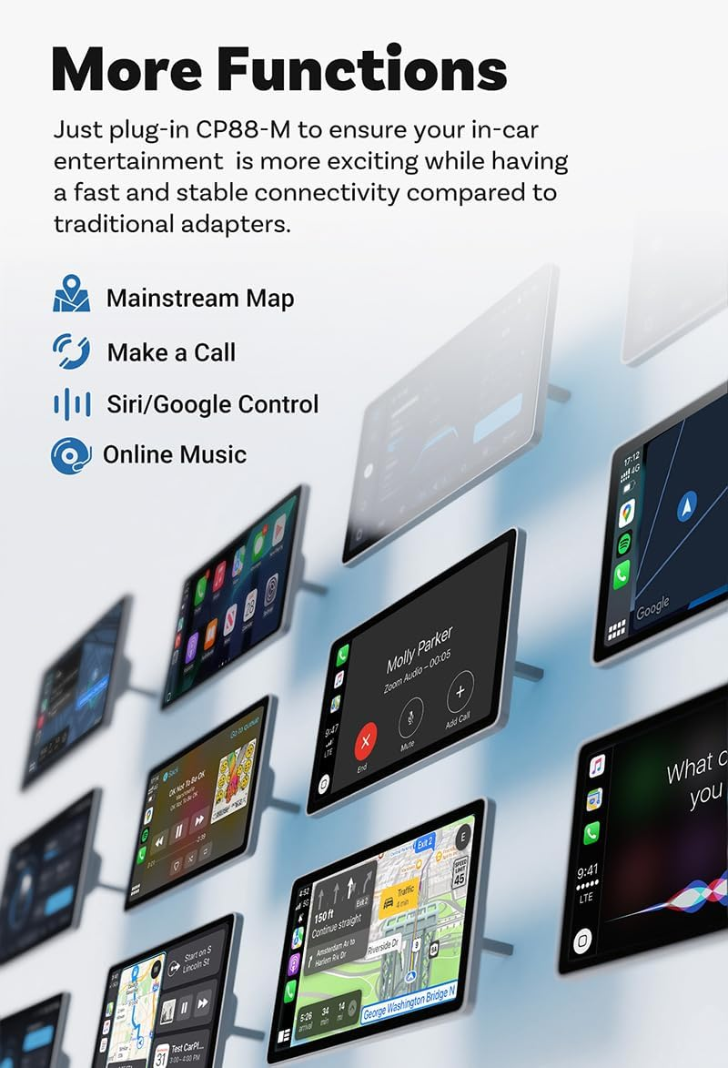 Otto-Cast Wireless Carplay Adapter, Otto-Cast Mini Cube 3.0 Wireless Carplay/Android Auto Adapter, 2-In-1 Mini USB Design with Type-C, Plug & Play Fast Connection for Ios 10+ & Android 11+ (1 PCS) image number 1