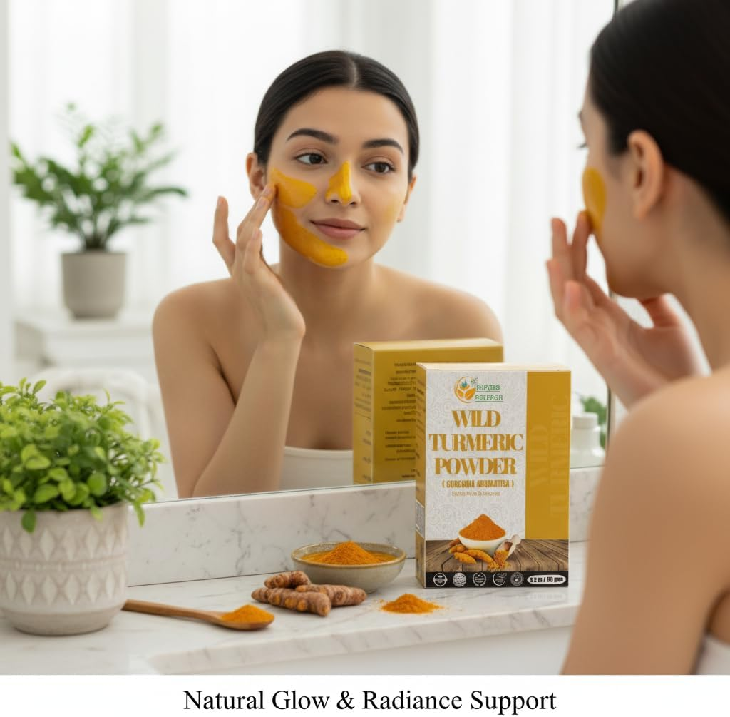 Herbs Botanica Wild Turmeric Powder Exfoliator| Amba Haldi Powder | Kasturi Manjal | Kasturi Turmeric150 Gms image number 4