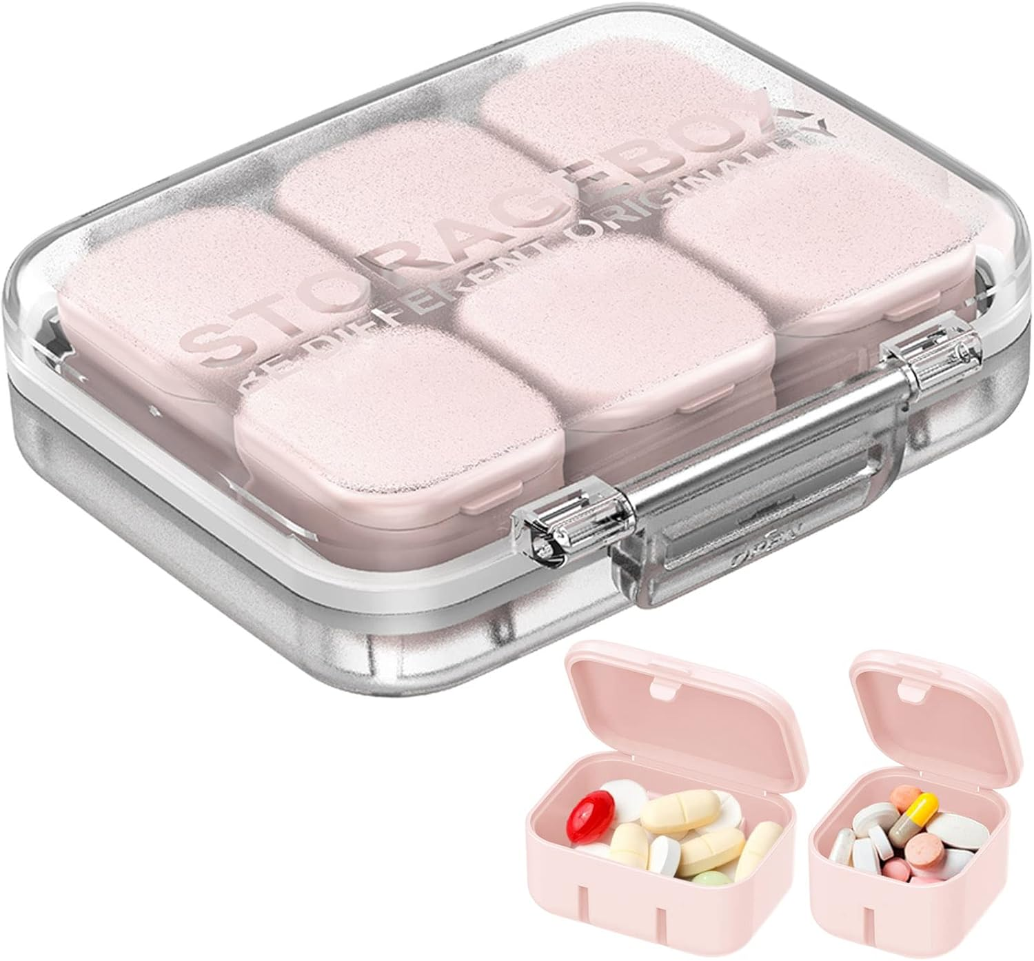 Pill Organizer 4/6 Grid Free Assembly Travel Medicine Organizer 10 Day Pill Organizer Portable Pill Box Waterproof Pill Case Daily Medication Carry Case for Vitamins, Fish Oils, Supplements