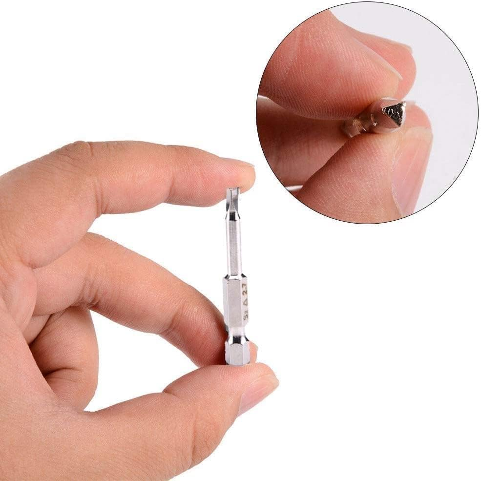 Bestgle 5 Pcs Magnetic Triangle Head Screwdriver Bit Set 1/4 Inch Hex Shank S2 Steel Triangular Tips Screw Driver Bits Electric Power DIY Hand Tool Accessory 1.8Mm, 2Mm, 2.3Mm, 2.7Mm, 3Mm, 50Mm Length image number 4