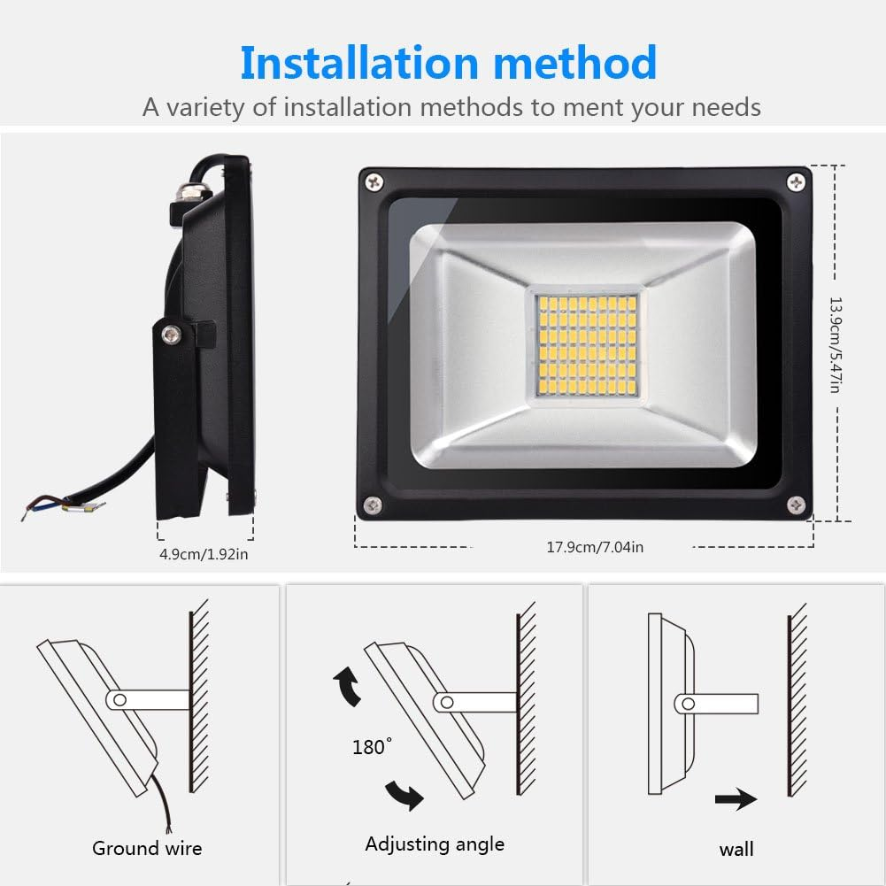 Papasbox LED Spotlight 12 V, 30 W LED Floodlight Super Bright 2400 LM Spotlight Outdoor Floodlight 3000 K Warm White, IP65 Waterproof Headlight for Garden, Yard, Patio, Square, Factory image number 1