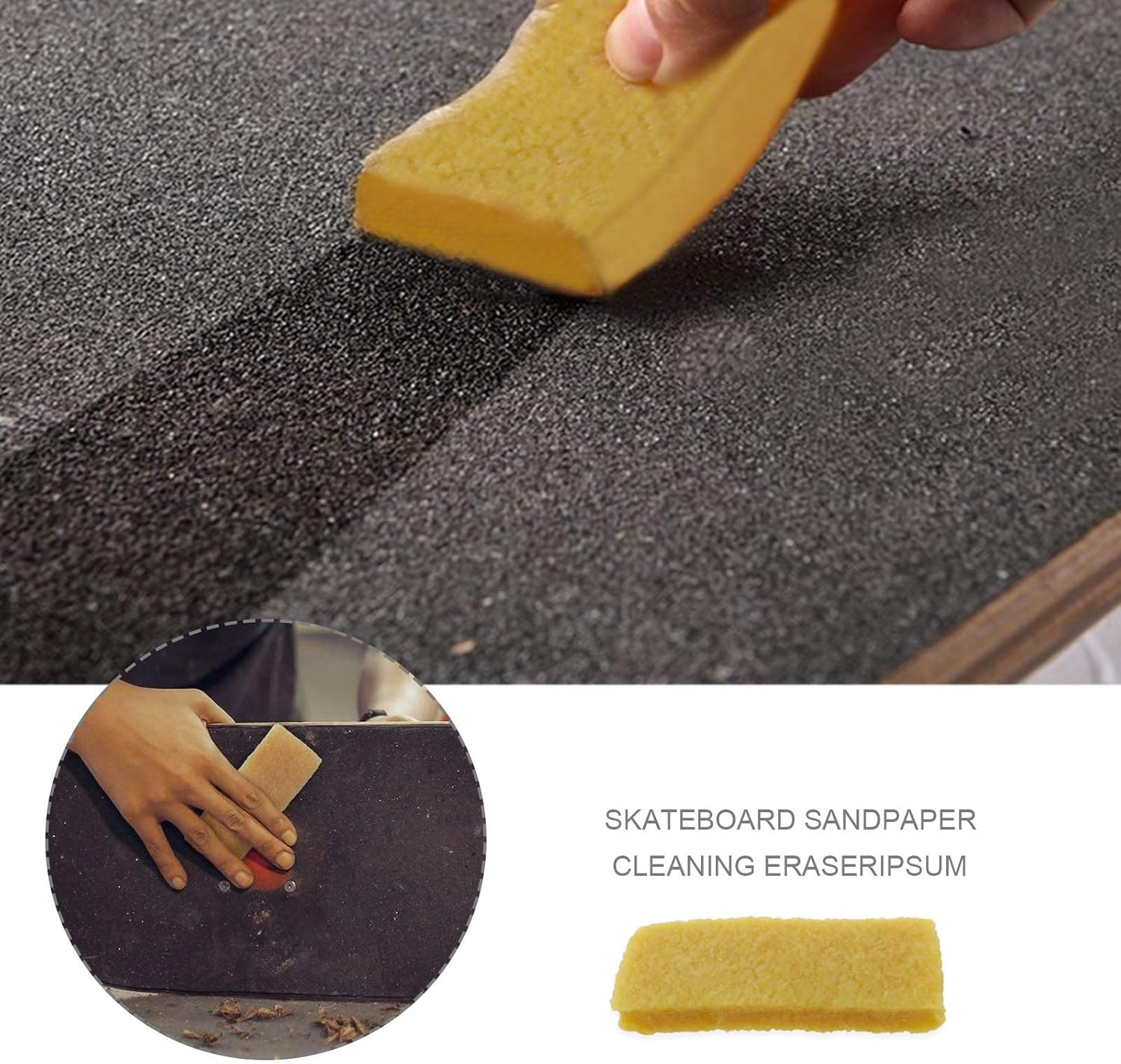 Emsea 3Pcs Skateboard Wipe Erasers 100X40X15Mm Sandpaper Cleaning Block Rubber Griptape Cleaner 100X40X15Mmfor Removing Dirt Debris Grit Residues