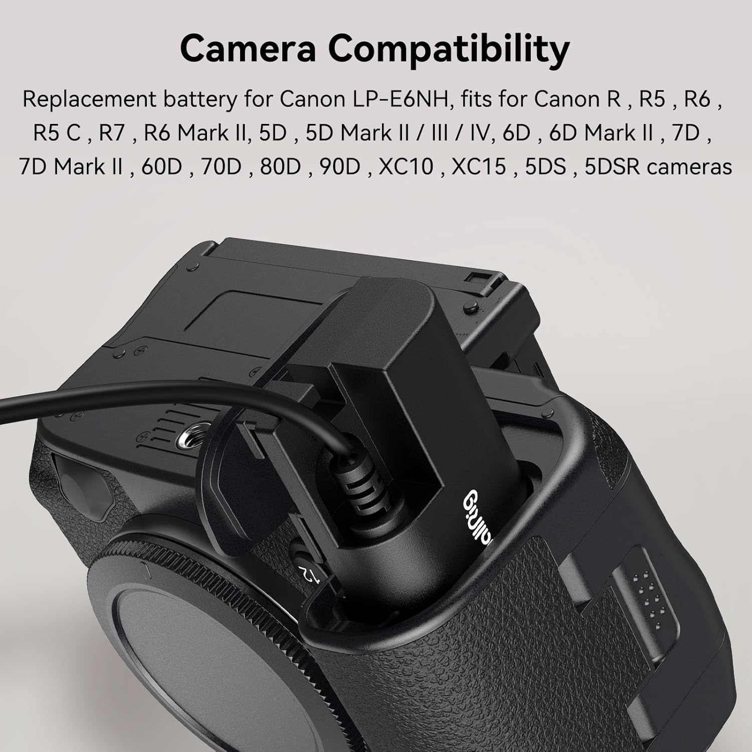 SMALLRIG D-TAP to LP-E6NH Dummy Battery, LP-E6NH Spiral Power Cable for Canon R5, R6, R7, R, R5C, 5D II/III/IV, 6D, 6D II, 7D, 7D II, 60D, 70D, 80D, 90D, XC10, XC15, 5DS, 5DSR Cameras - 4252