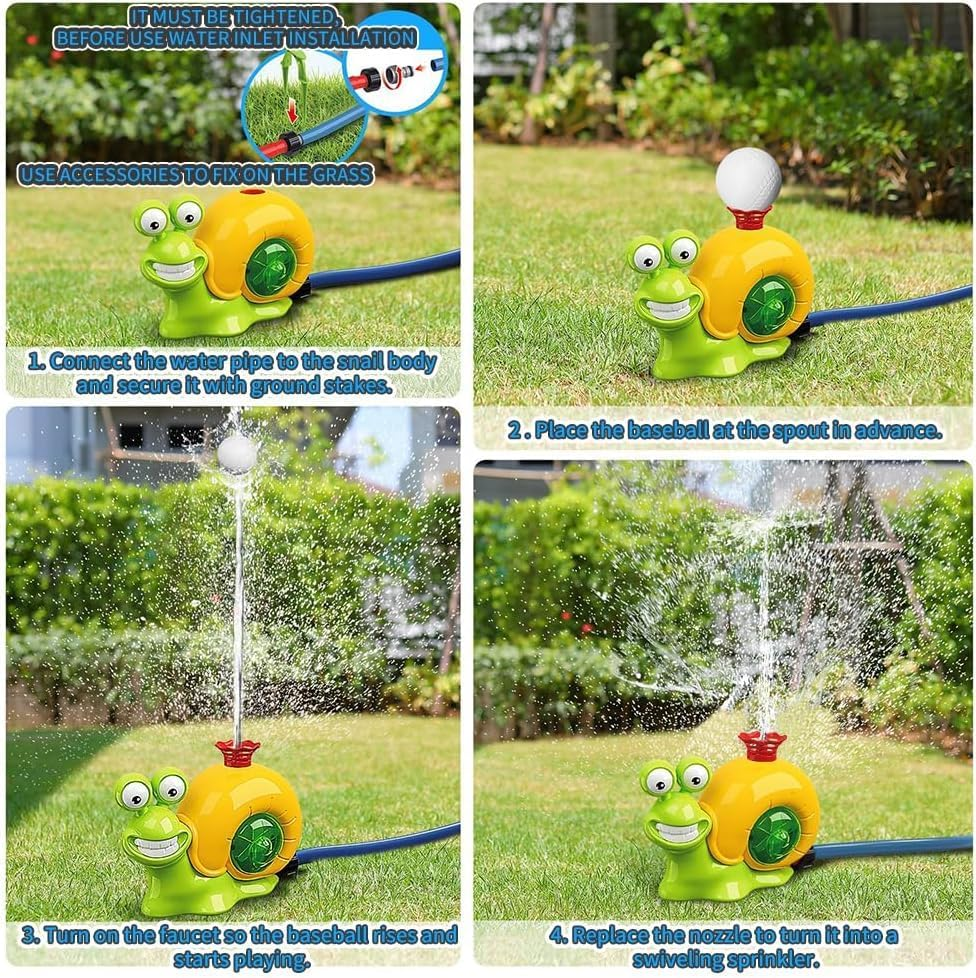 B-Qtech Water Sprinkler Baseball Toy for Kids Outdoor Play, Snail Summer Water Game, Summer Backyard Lawn Swimming Pool Birthday Toys image number 5
