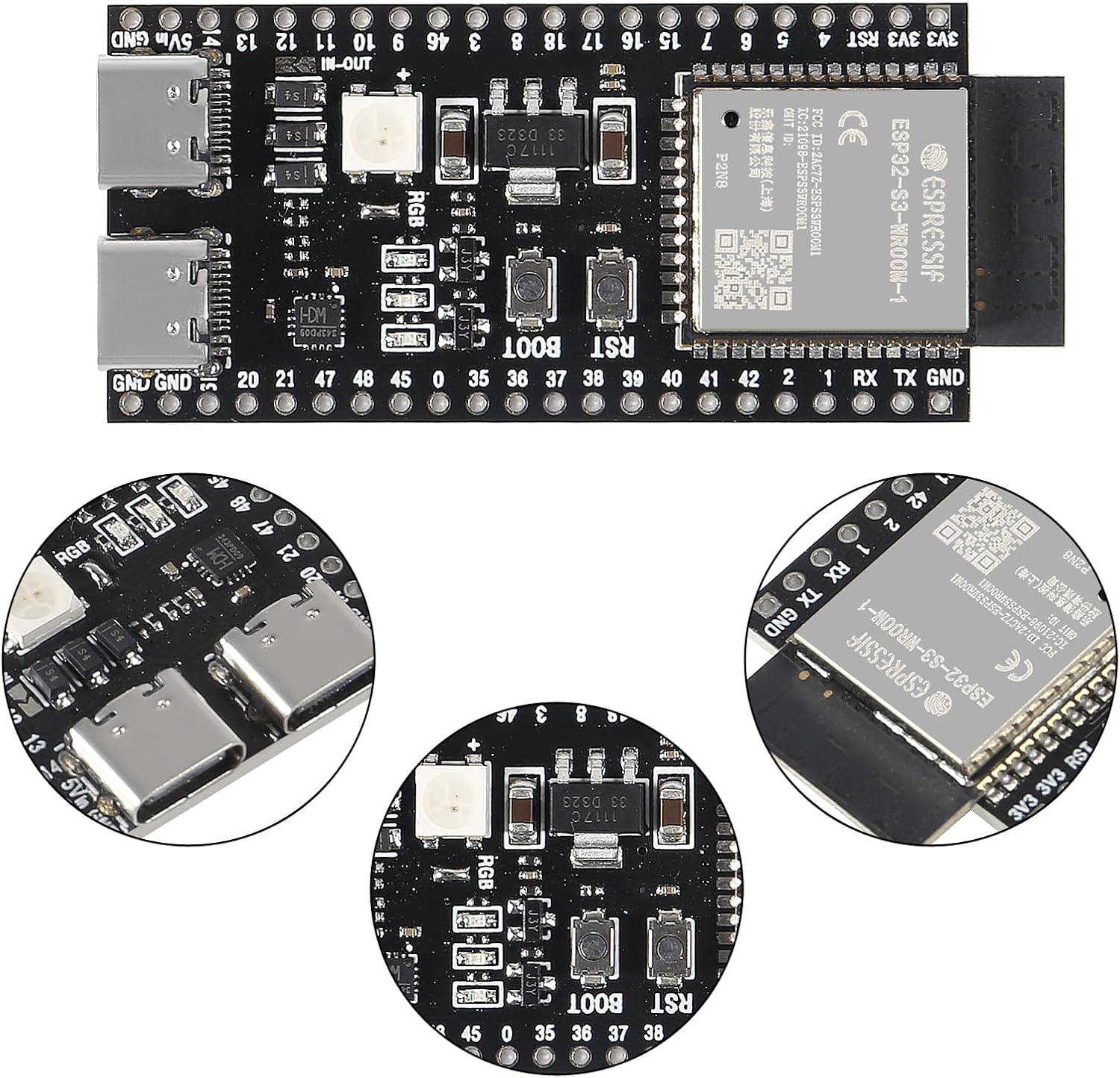 DWEII 2PCS Esp32-S3-Devkitc-1-N16R8 ESP32-S3 Development Board Wi-Fi + BLE MCU Module Integrates Complete Wi-Fi and BLE Functions for Arduino image number 5