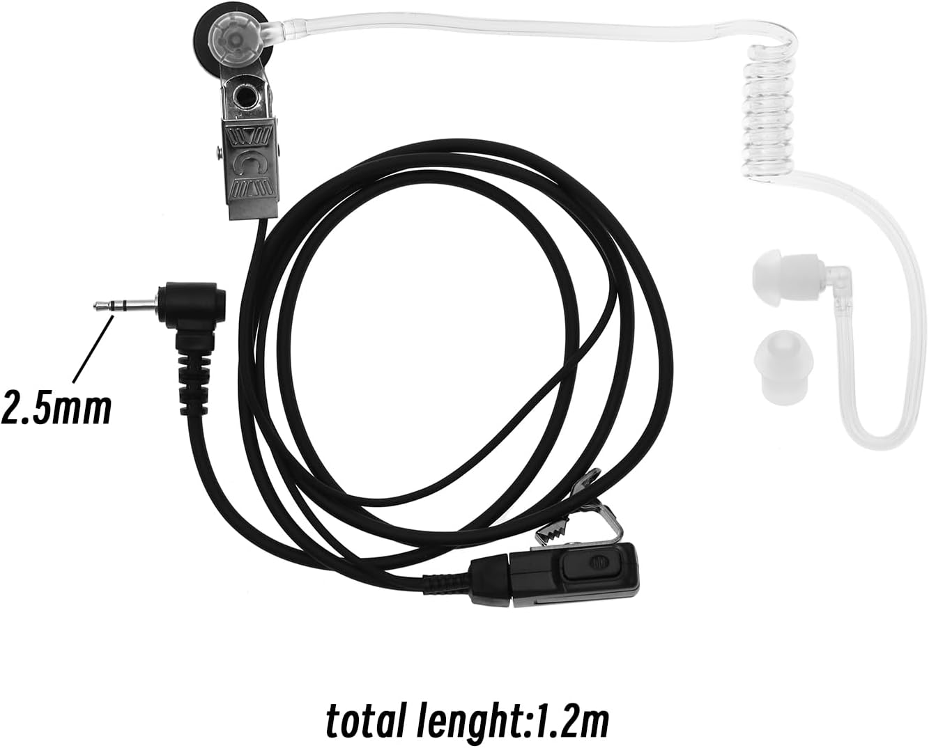Emagtech 2Pcs 2.5Mm Walkie Talkie Acoustic Tube Headsets Compatible with Motorola Talkabout T92 H2O/ T82 Extreme/ T81 Hunter Transparent Sound Tube Earpiece image number 5