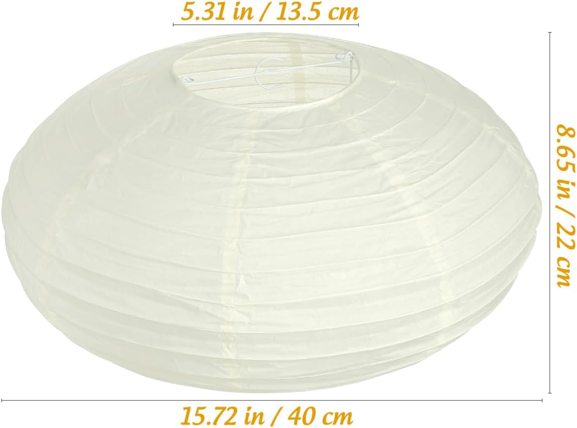 Oval, 2Pcs Foldable Paper Lamp Shades round Hanging Paper Lamp Replacement Japanese Pendant Lampshade for Living Room Bedroom, 15.7 X 8.7 Inches image number 2