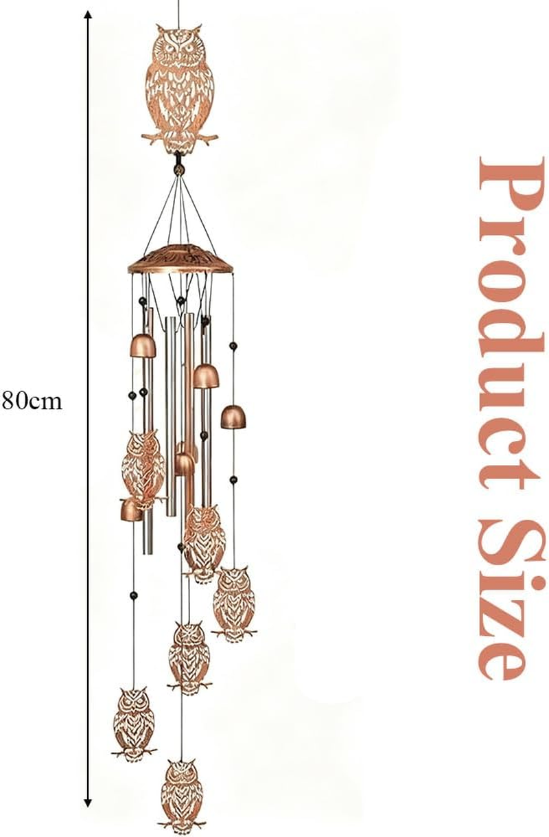 Owl Wind Chimes,Owl Shape, Wind Chime Garden Decor,For Women/Men,Wind Chime Garden Decor Outdoor,Memorial/Housewarming/Birthday/Festival Gifts,Front Yard Decor (Owl) image number 2