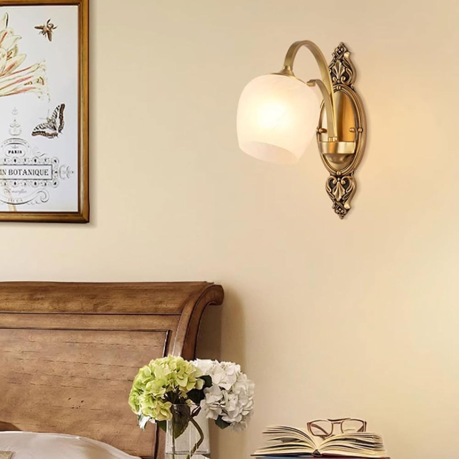 Wall Lamp 1-Light Wall Lamps Wall Lighting Fixture Frosted Glass Shade Wall Sconces for Bedroom Balcony Hallway Wall Lighting image number 3