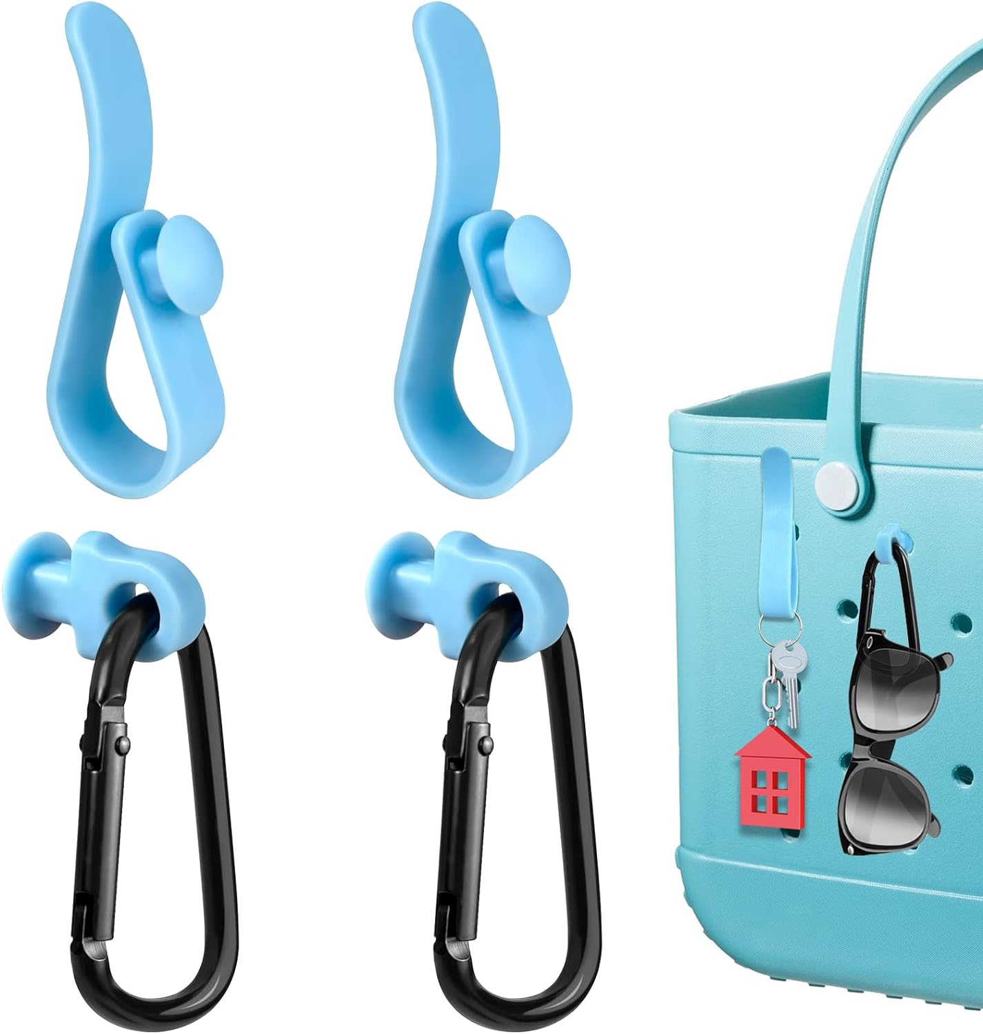4Pcs Hooks Set Accessories Compatible for Bogg Bag, Insert Carabiner Key Chain Holder Charms, Compatible for Small & Large Beach Bags image number 1