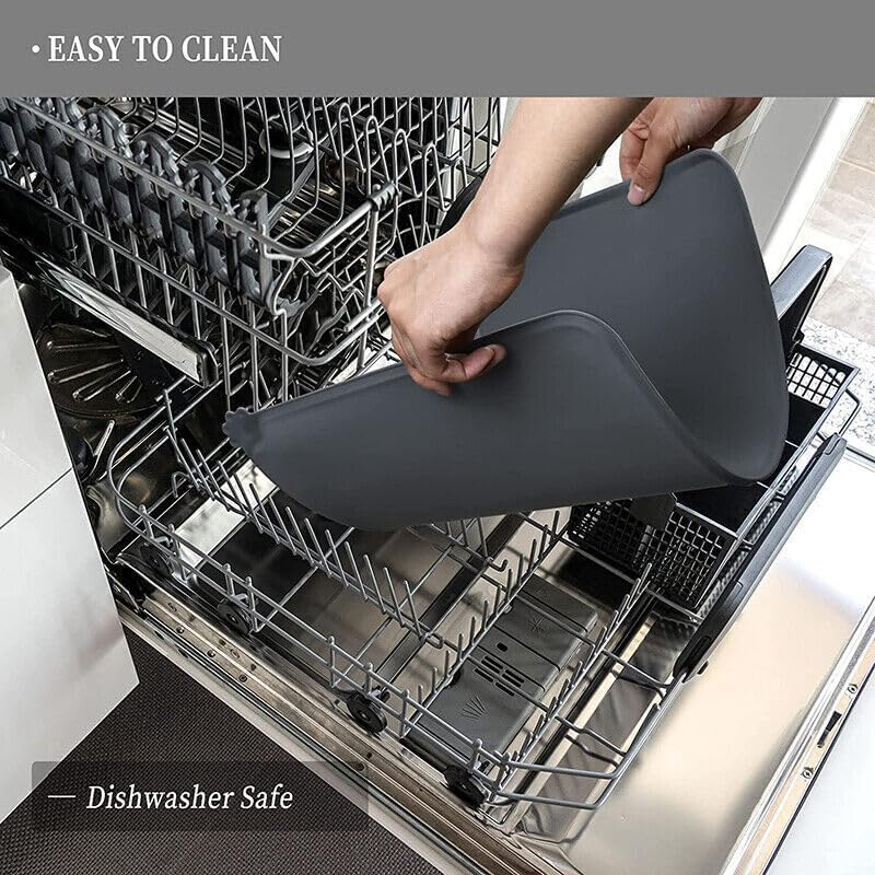 Qttie Silicone Feeding Food Mat for Dog Cat Placemat Pet Dish Bowl Easy Clean- Non-Skid, Spill-Proof Placemat, Durable & Foldable, 48X28Cm - Blue image number 7