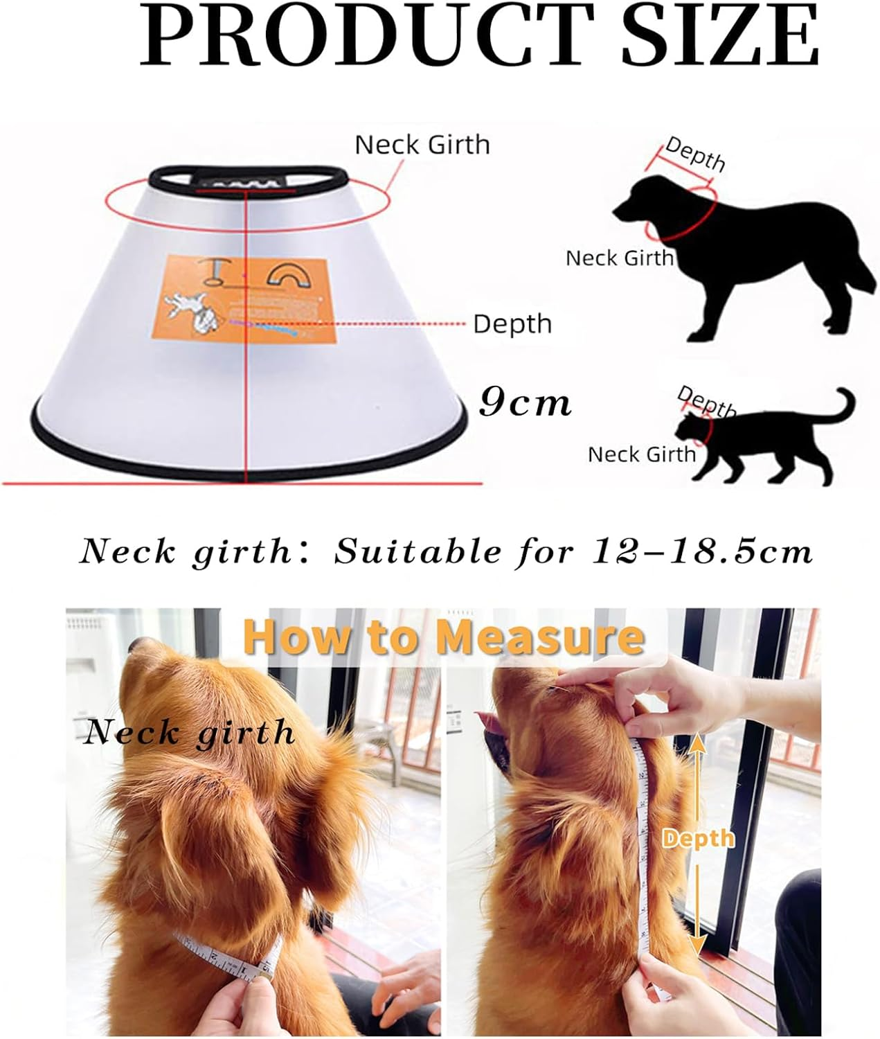 Pack of 2 Cat Collars for Dogs Pets Protective Collar Cone Collars Made of Plastic, Lightweight Elizabethan Collar, Adjustable Cone for Cats Small Dogs image number 5