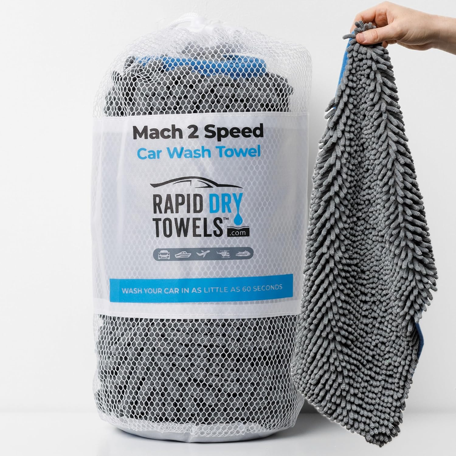 Mach 2 Speed Car Wash Towel &ndash; Ultra Absorbent Microfiber &ndash; (2X1Ft / 60X30Cm) &ndash; Fast, Scratch-Free Cleaning for Cars, Suvs, and Bikes image number 3