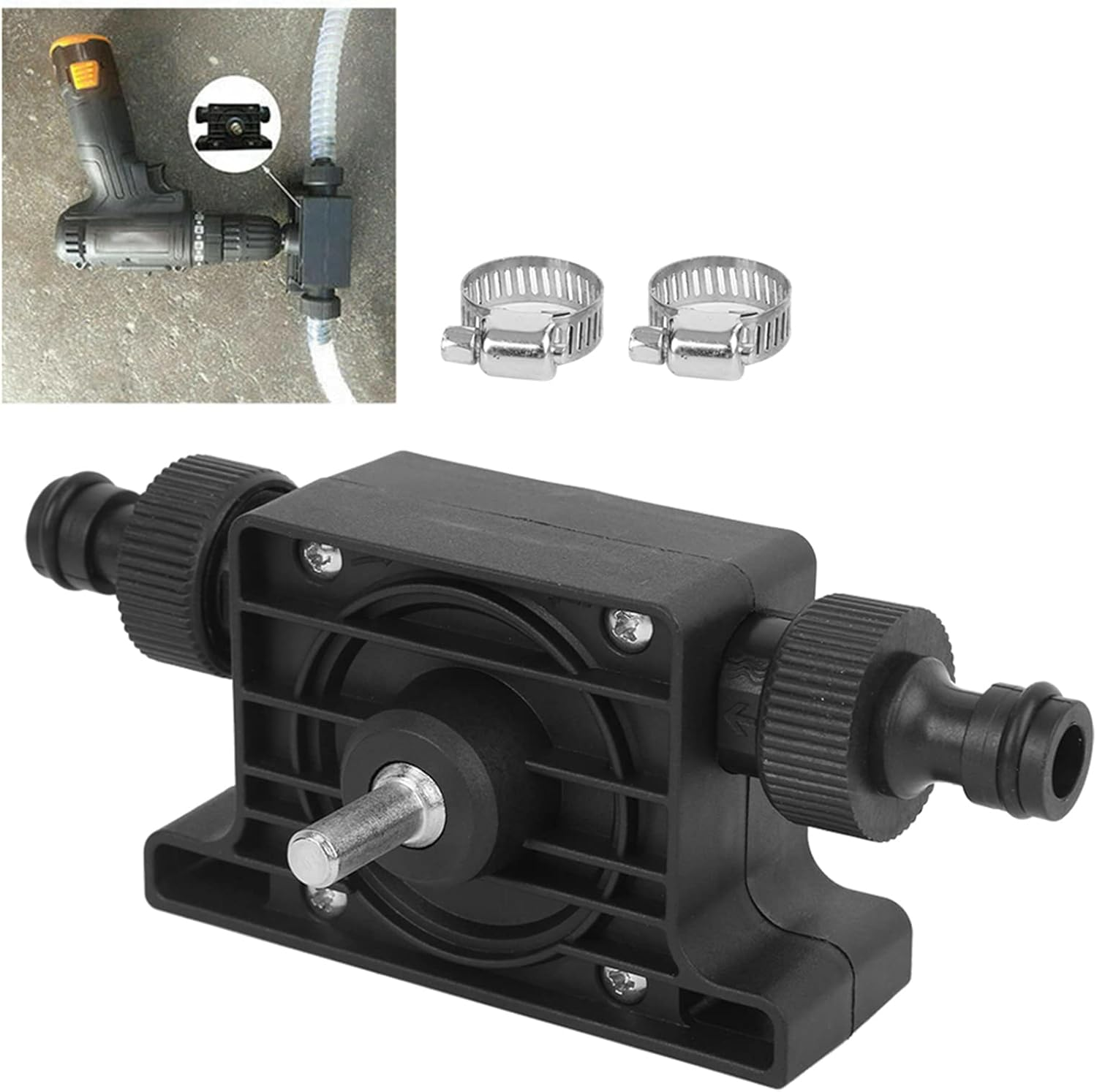 Portable Electric Drill Driven Type Pump Compact Water Oil Pump with 2Pcs Connector Engineering Plastic Housing Resistant High Temperature Resistant for Water Sewage Transpo