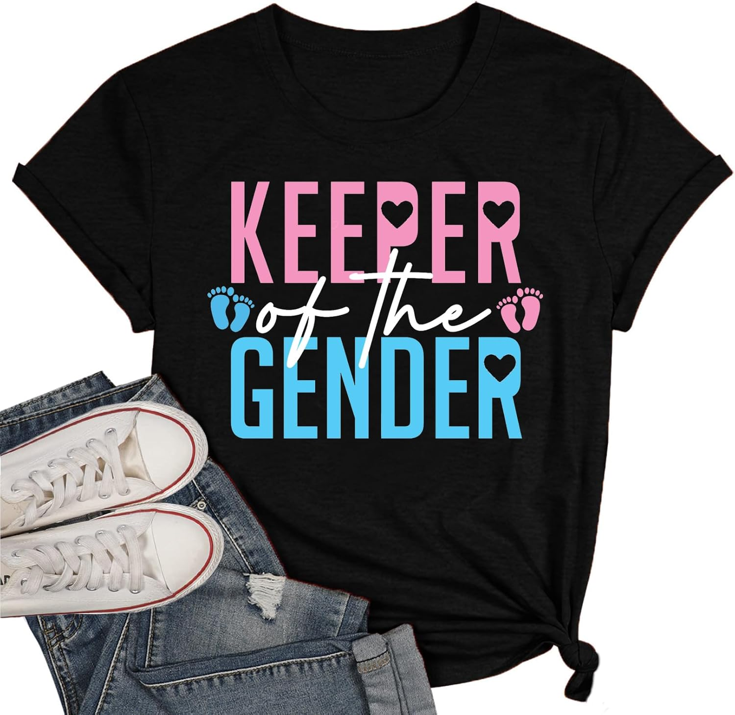 Keeper of the Gender Shirt Women Pregnancy Announcement Tshirt Gender Reveal Ideas Graphic Tee Maternity Tops