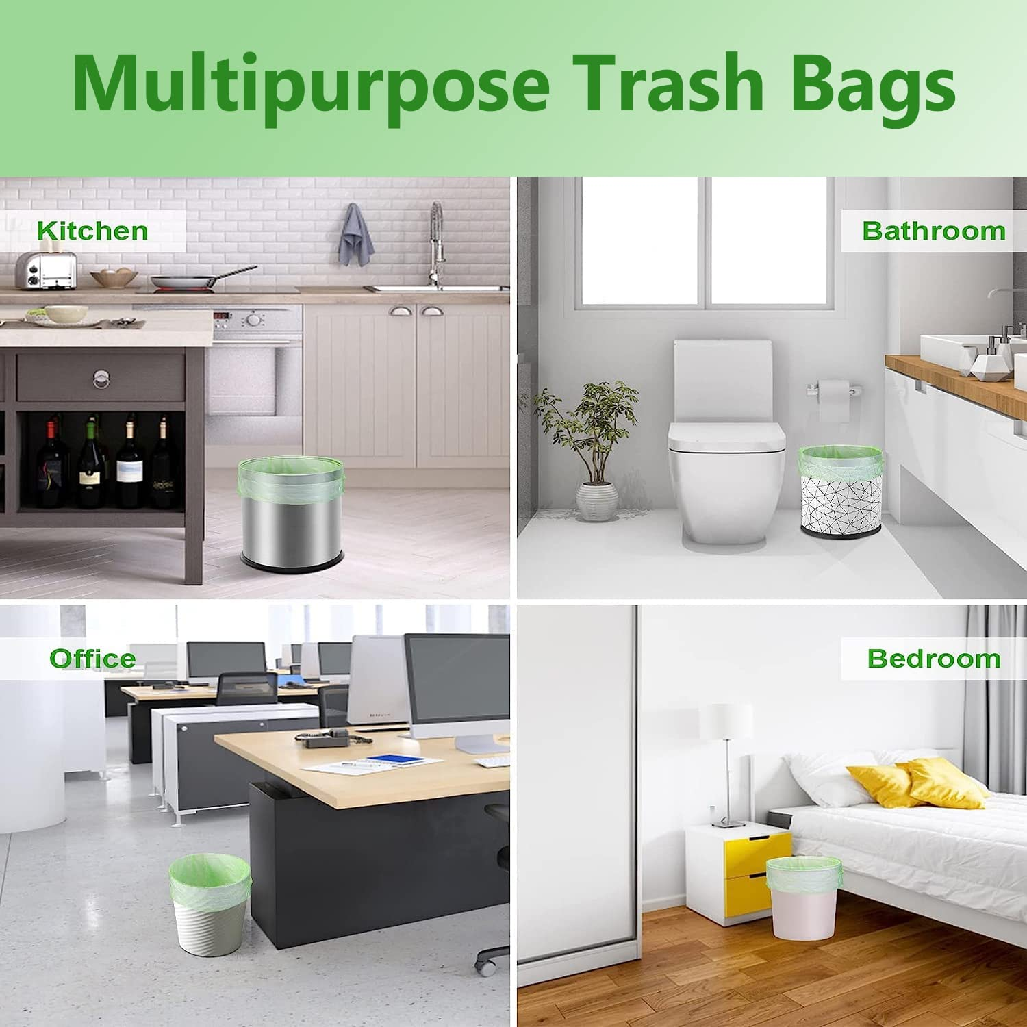 1.2 Gallon Small Trash Bags Biodegradable, 5 Liter Mini Compostable Strong Bathroom Garbage Bags with Tear & Leak Resistant, Recycling Eco-Friendly Trash Can Plastic Liner, Green, 120 Counts image number 2