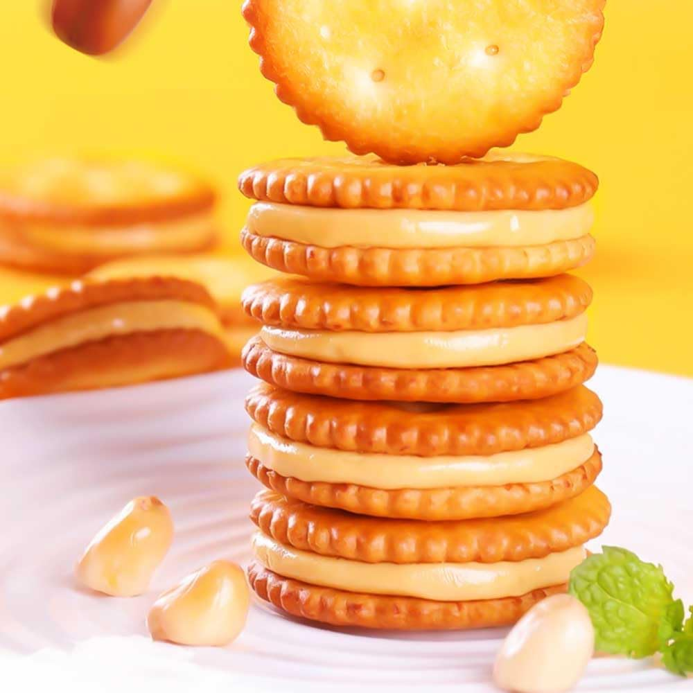 ZESS Peanut Butter Sandwich Crackers, Peanut Butter Biscuit Sandwiches Cookie 18 Individually Wrapped Packs Office and Kids Snack on the Go Snack for School Trip 612G