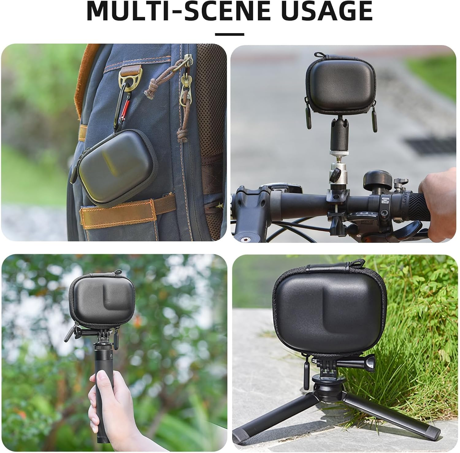 Shell Case for Go Pro,Rugged Hard Compact Travel Camear Storage Organiser with Carabiner Clip,Protective Bag for Insta360/Dji Mini 4 Pro/Kids Camera DJI Action 5 Pro/4/3 & Hero 13 Accessories Black image number 1