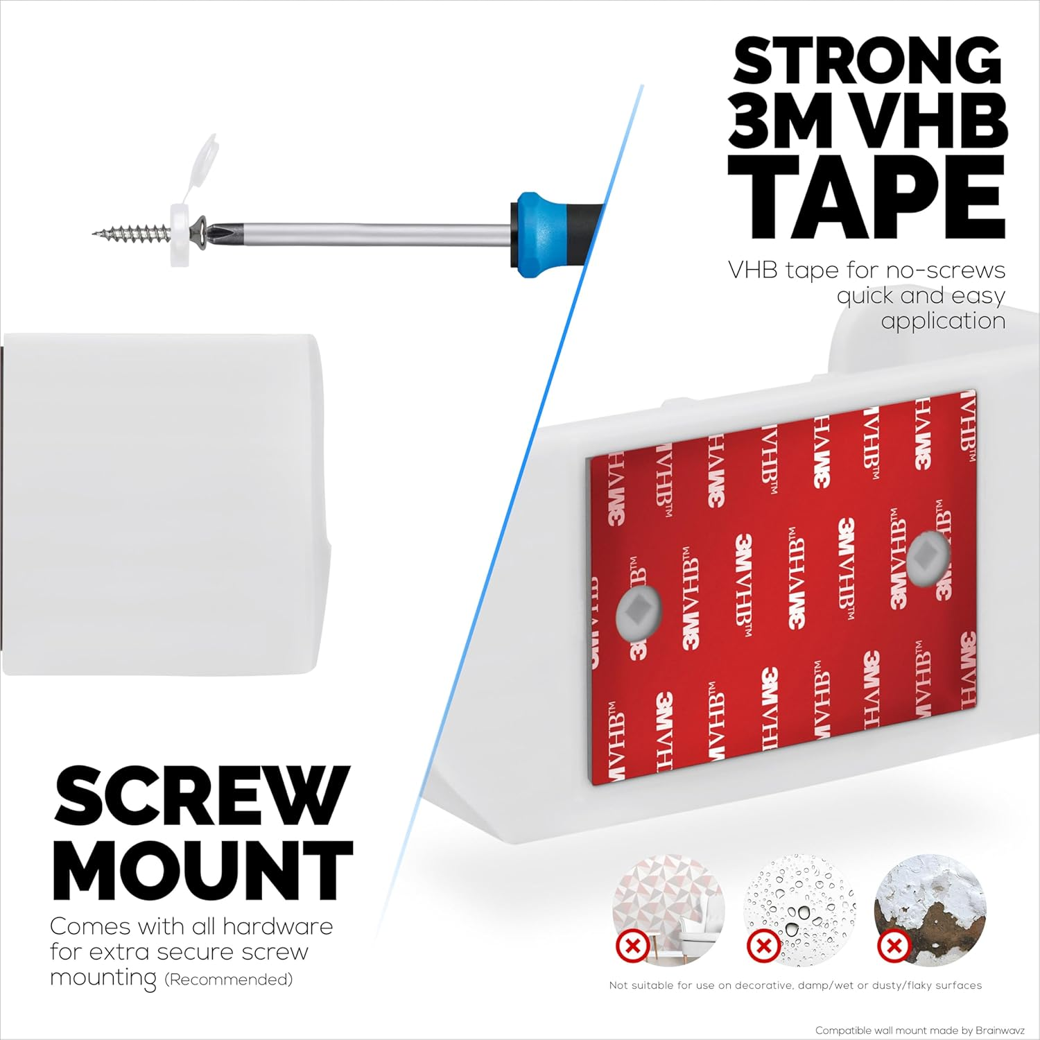 Wall Mount Compatible with EERO Pro 6 & EERO Pro 6E Mesh Wifi Router (Not Compatible with Other EERO Models), Easy Install Holder Bracket, Reduce Interference & Clutter, Adhesive & Screw-In Mounting